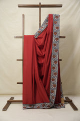 Maroon Cotton Patchwork Saree - SRMCPS287
