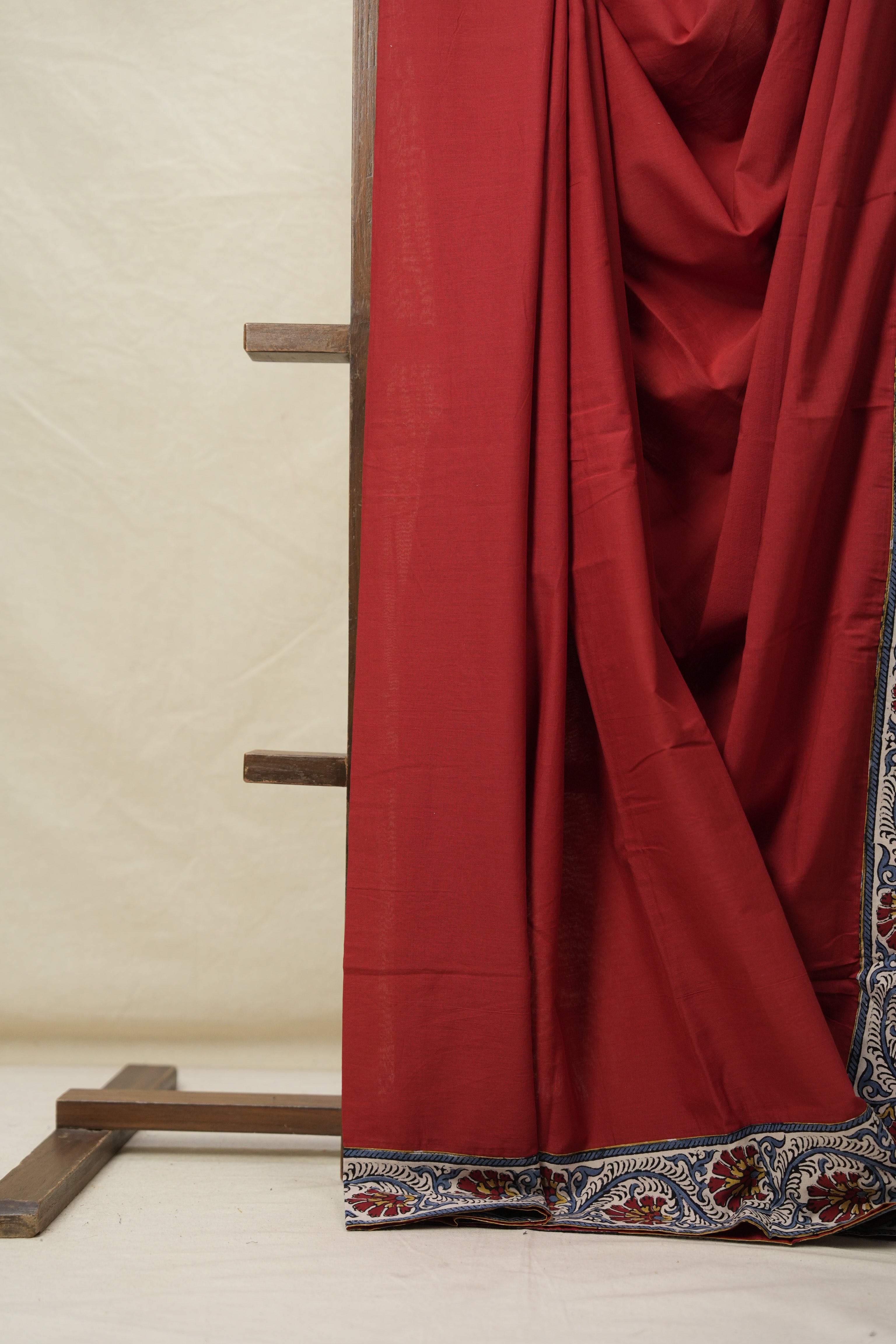 Maroon Cotton Patchwork Saree - SRMCPS287