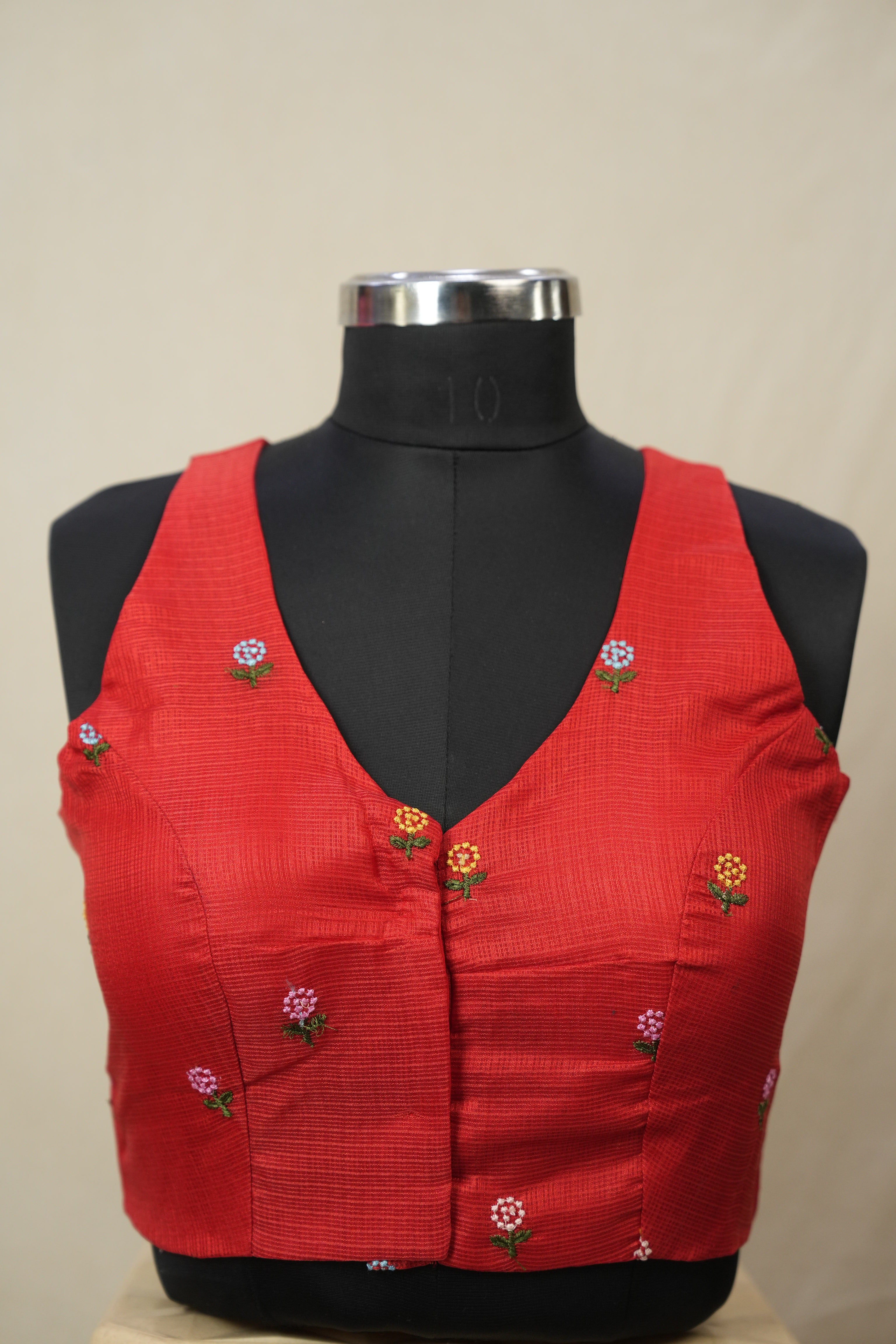 Red Kota Silk Blouse - SRRKSB01