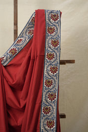 Maroon Cotton Patchwork Saree - SRMCPS287