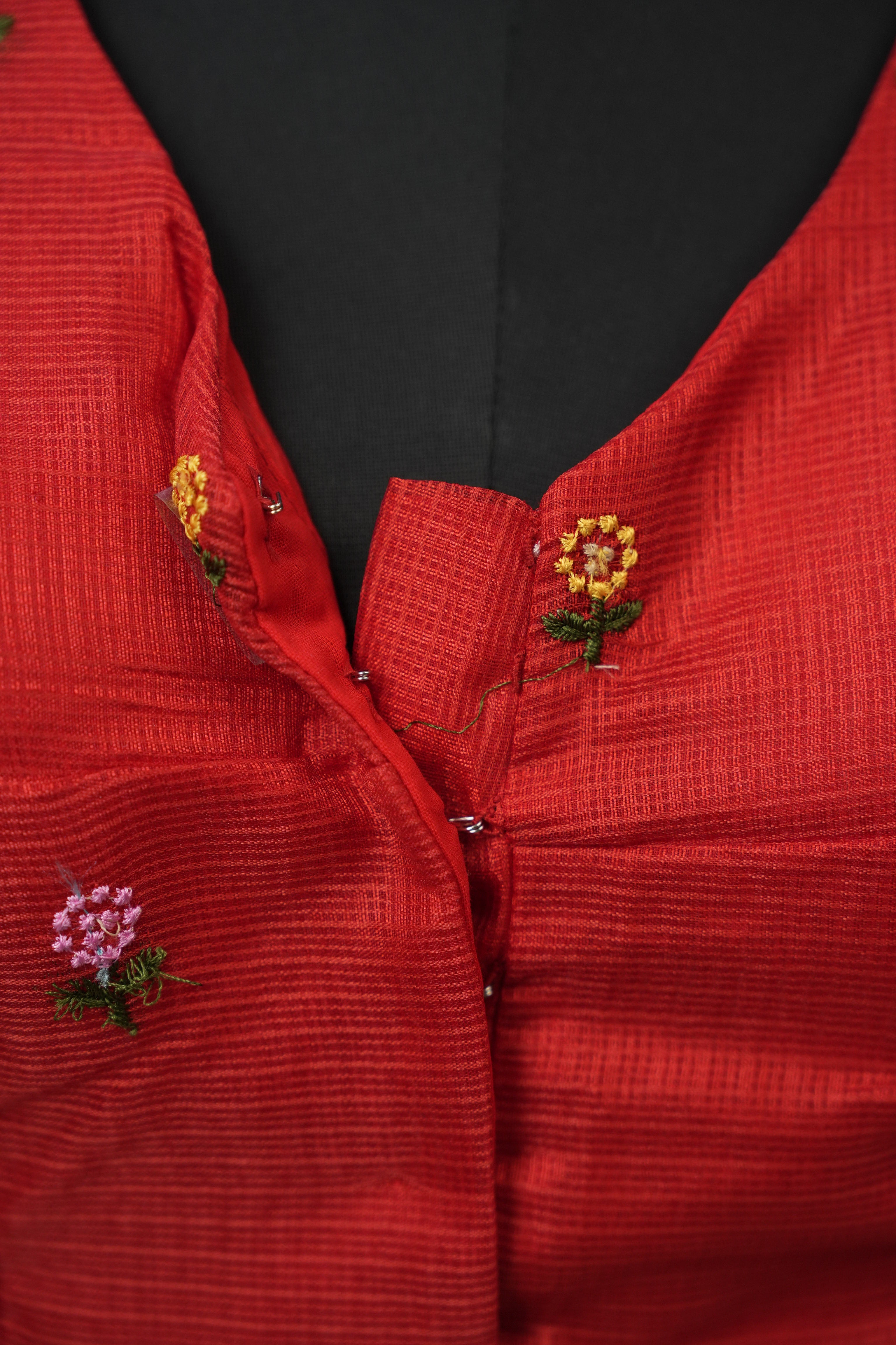 Red Kota Silk Blouse - SRRKSB01