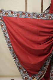 Maroon Cotton Patchwork Saree - SRMCPS287