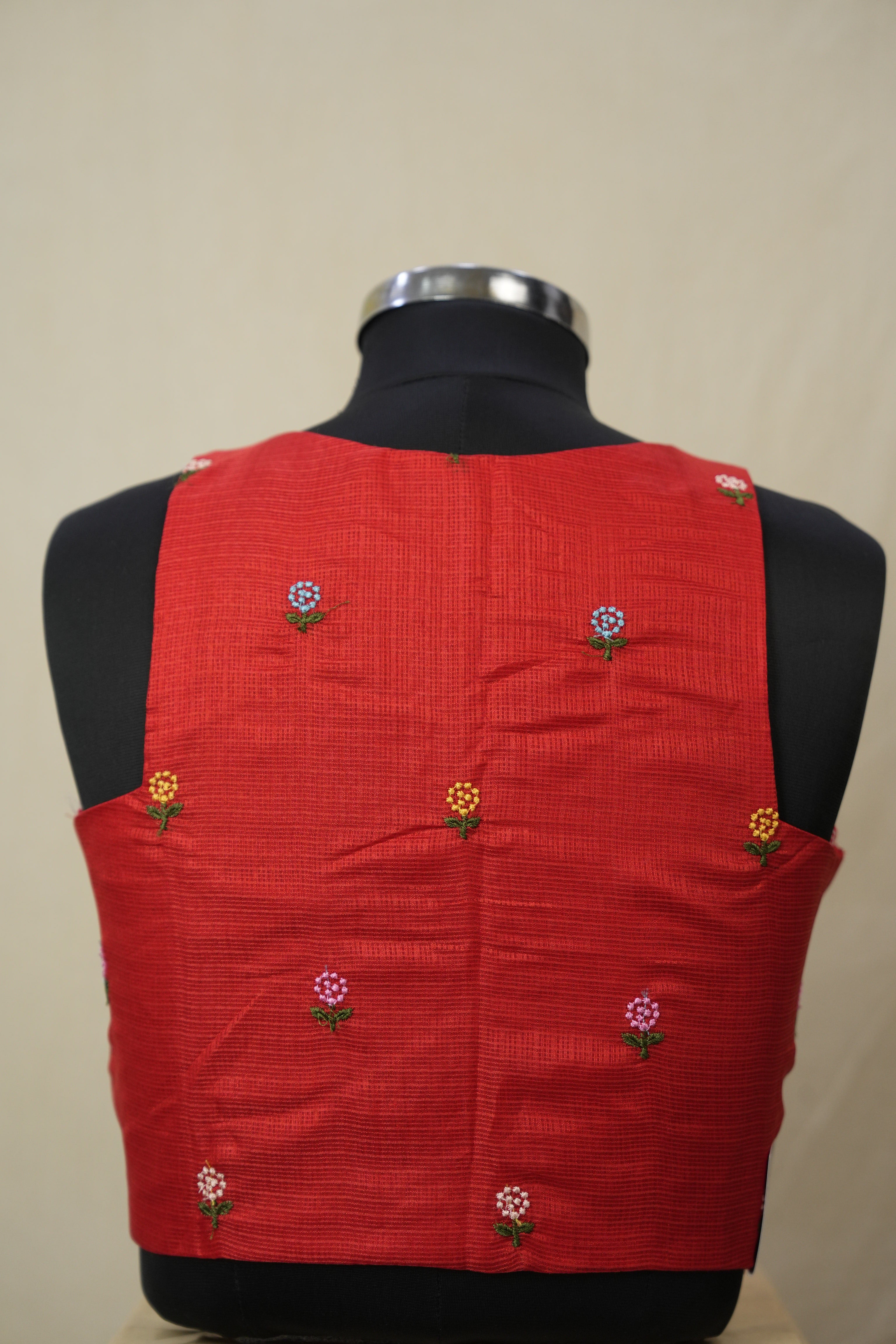 Red Kota Silk Blouse - SRRKSB01
