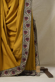 Mustard Yellow Cotton Patchwork Saree - SRMYCPS289