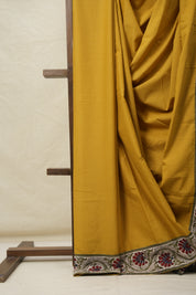 Mustard Yellow Cotton Patchwork Saree - SRMYCPS289