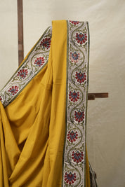Mustard Yellow Cotton Patchwork Saree - SRMYCPS289
