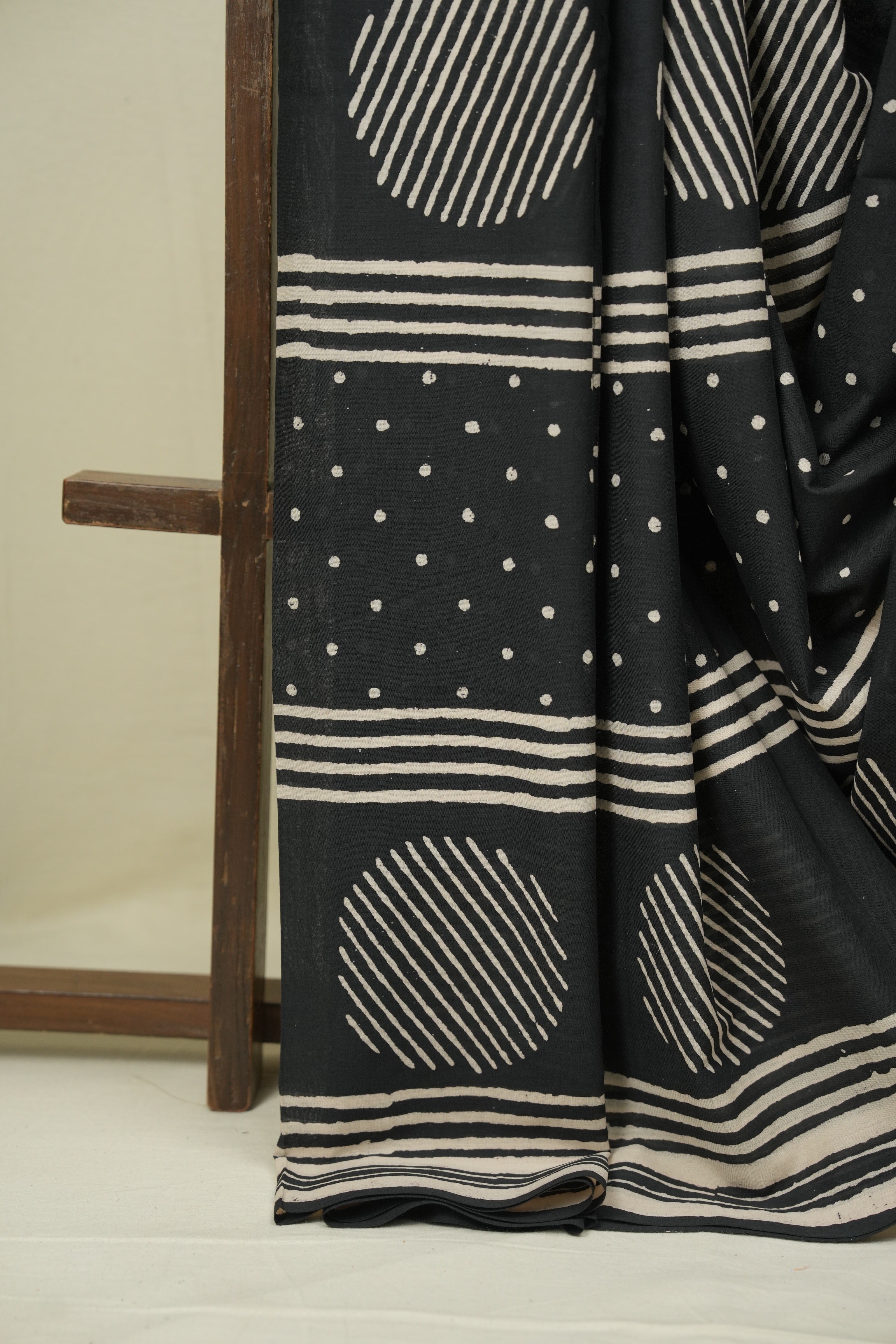 Black HBP Cotton Saree - SRBCS3519