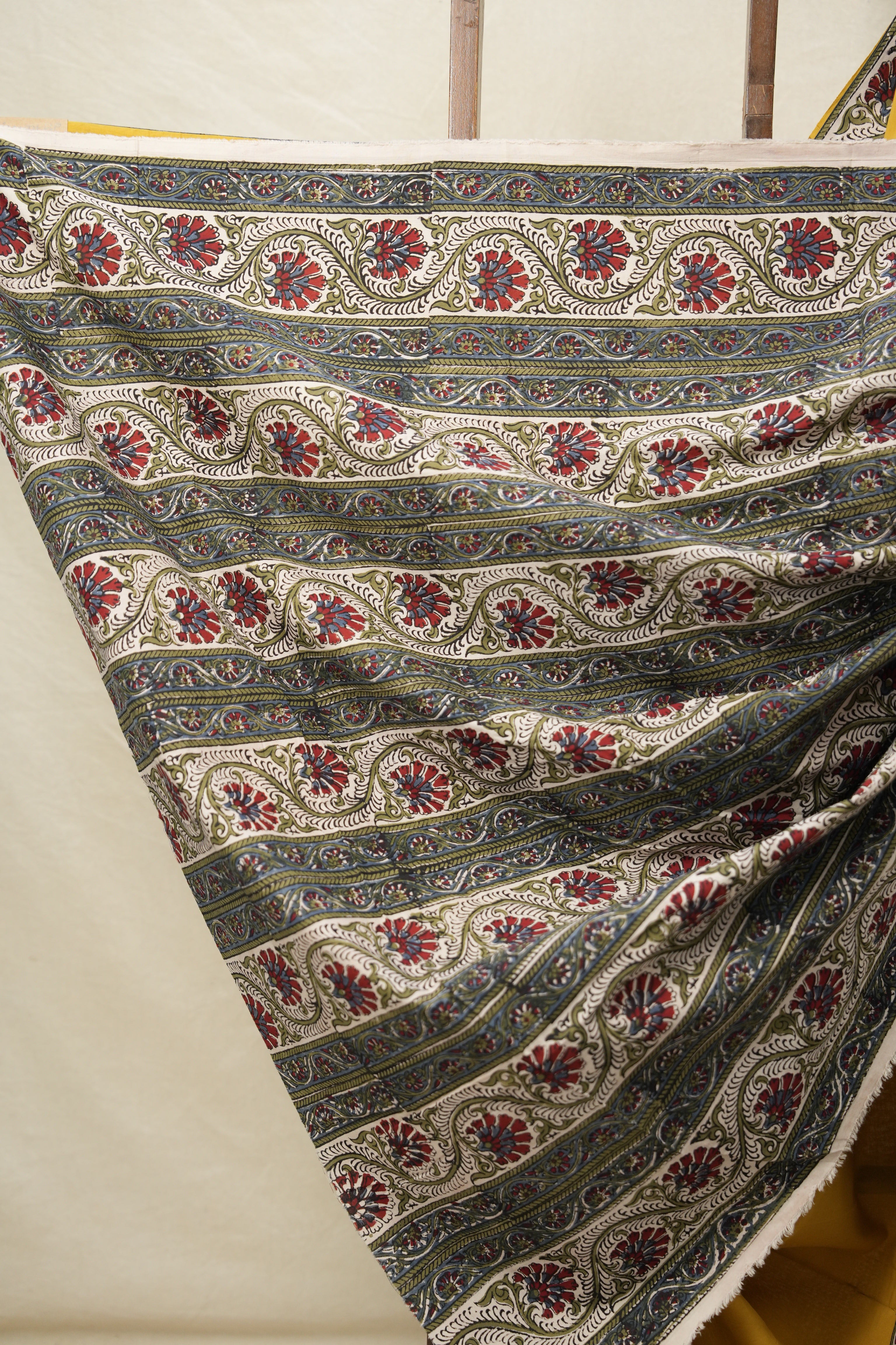 Mustard Yellow Cotton Patchwork Saree - SRMYCPS289