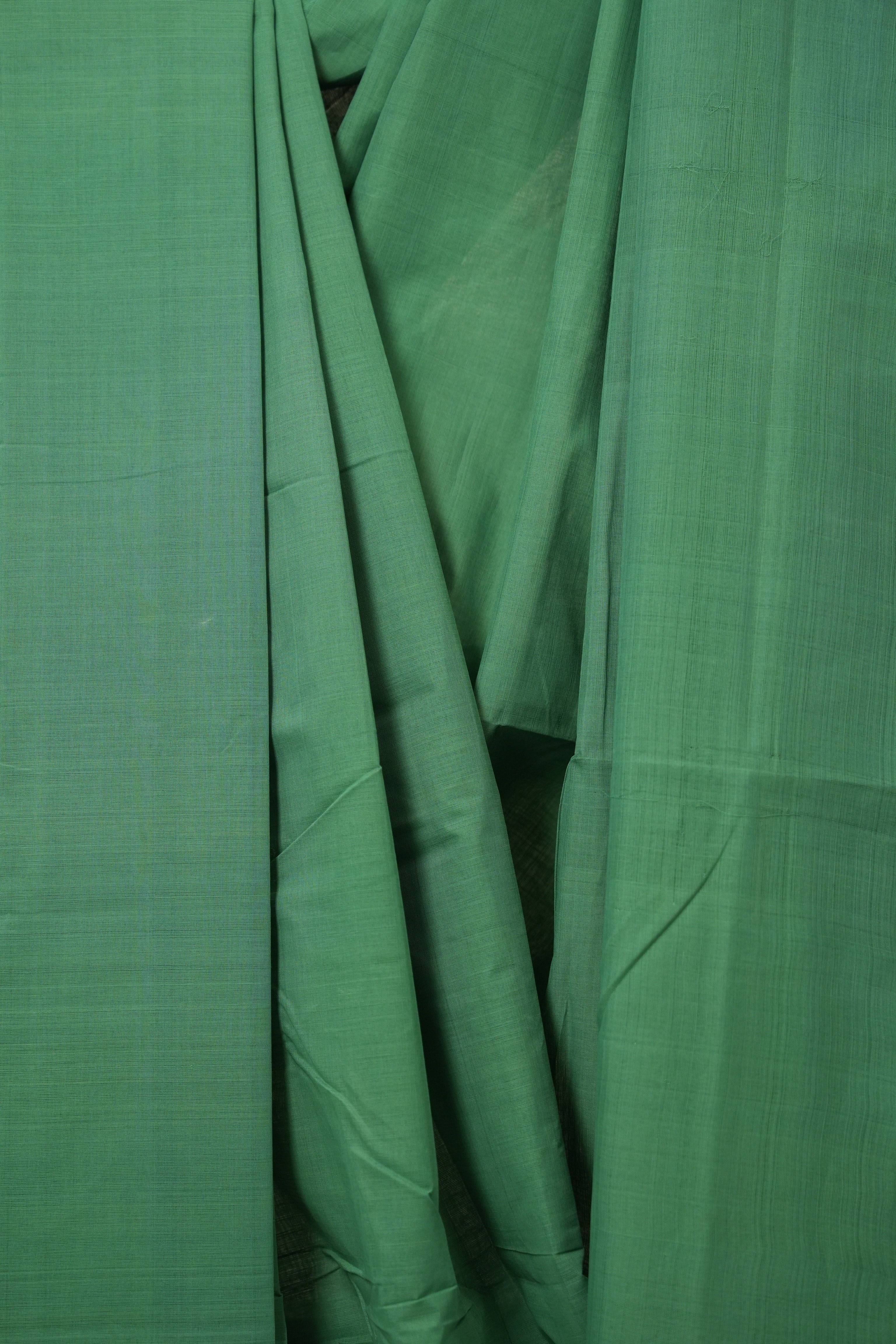 Dark Green Plain Cotton Mangalgiri Saree - SRDGPCMS91