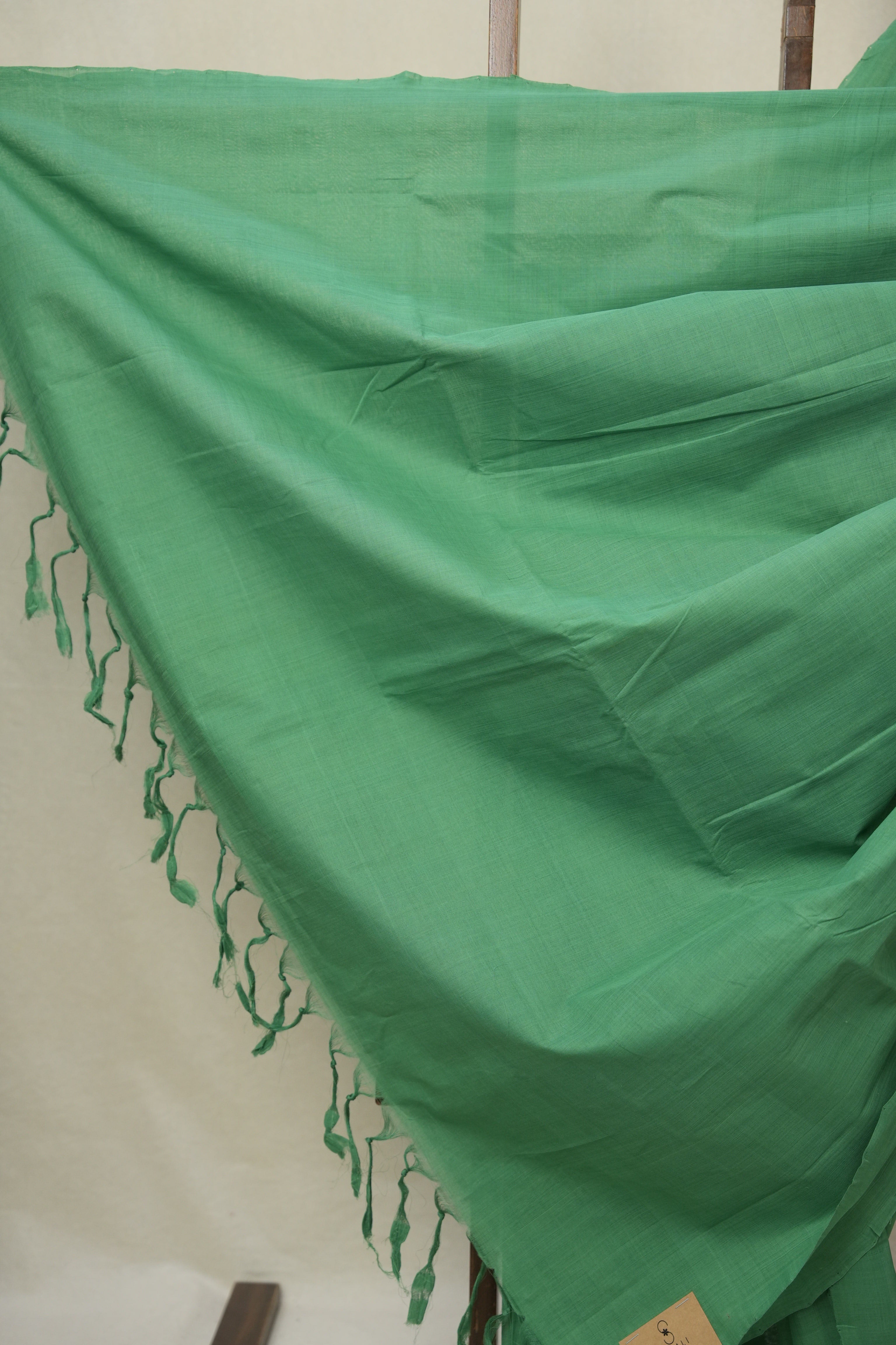 Dark Green Plain Cotton Mangalgiri Saree - SRDGPCMS91