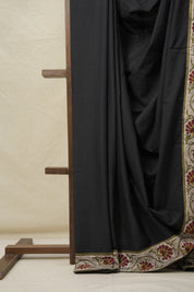 Black Cotton Patchwork Saree - SRBCPS286