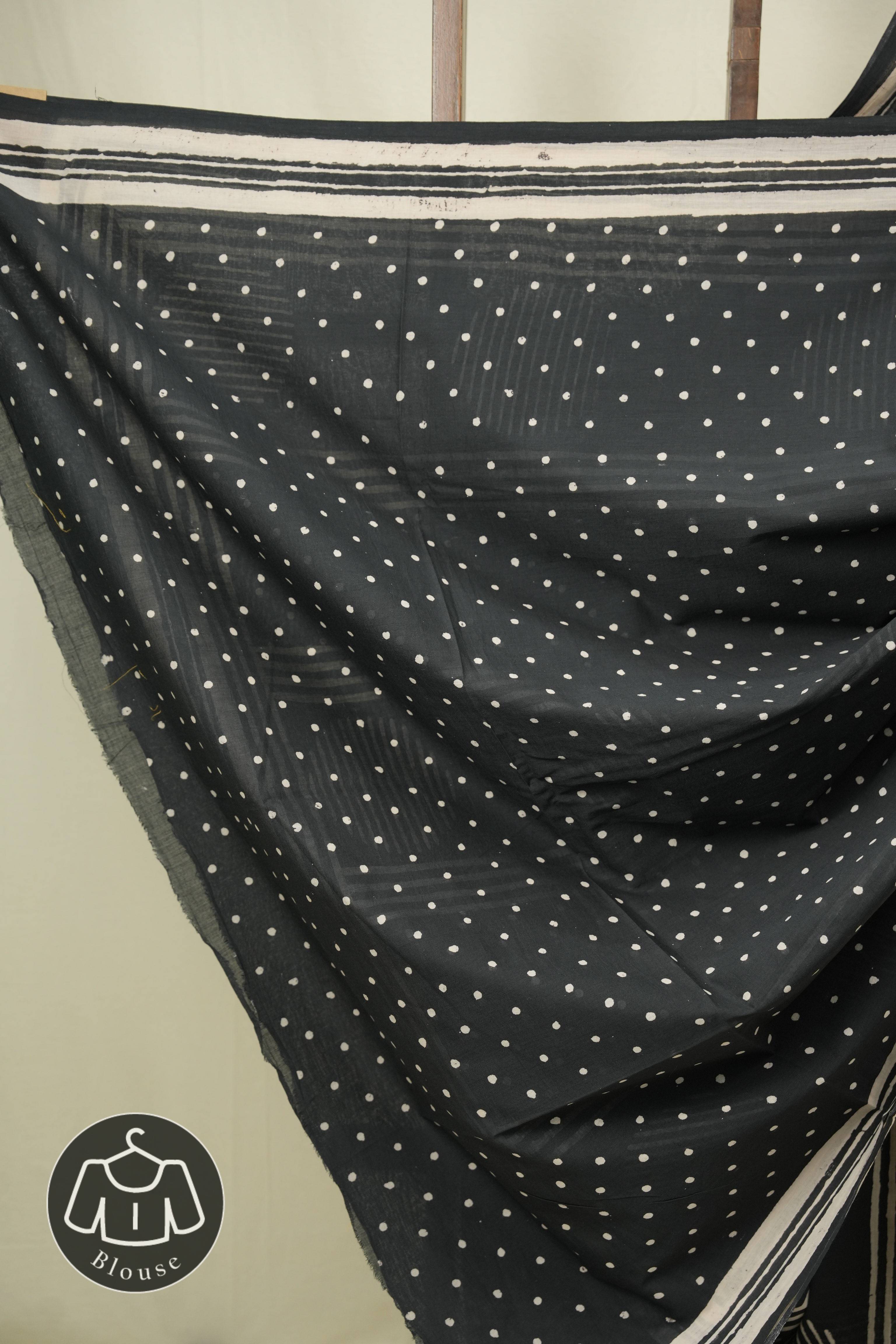 Black HBP Cotton Saree - SRBCS3519