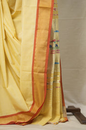 Pastel Yellow Cotton Paithani Saree - SRPYCPS643