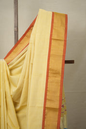 Pastel Yellow Cotton Paithani Saree - SRPYCPS643