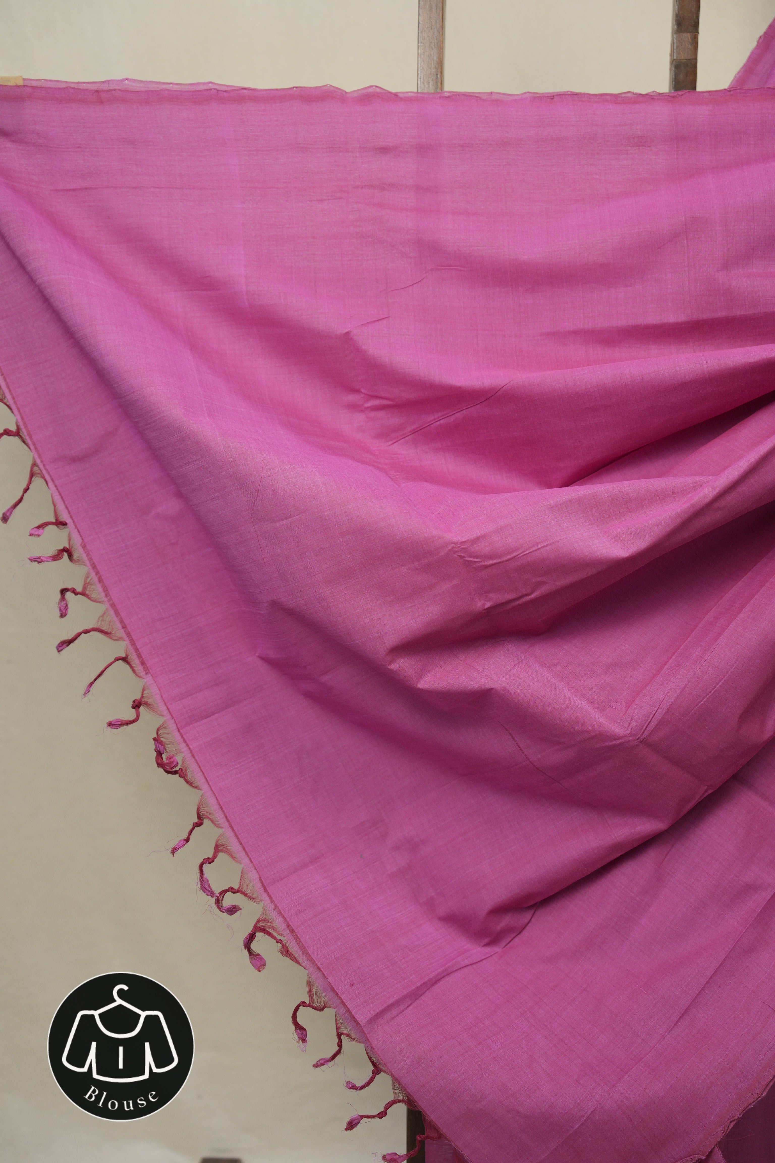 Pink Plain Cotton Mangalgiri Saree - SRPPCMS93