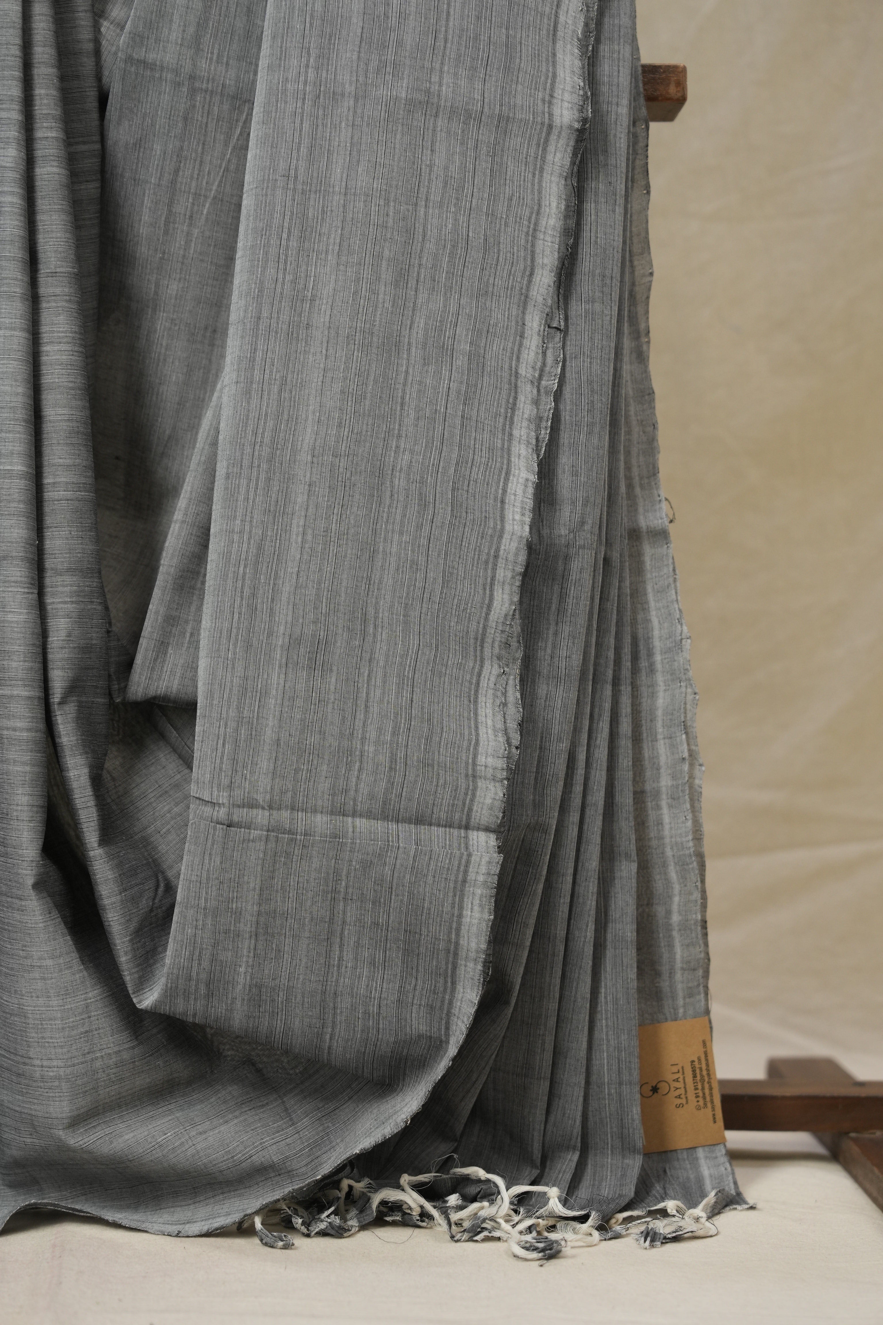 Grey Plain Cotton Mangalgiri Saree - SRGPCMS94