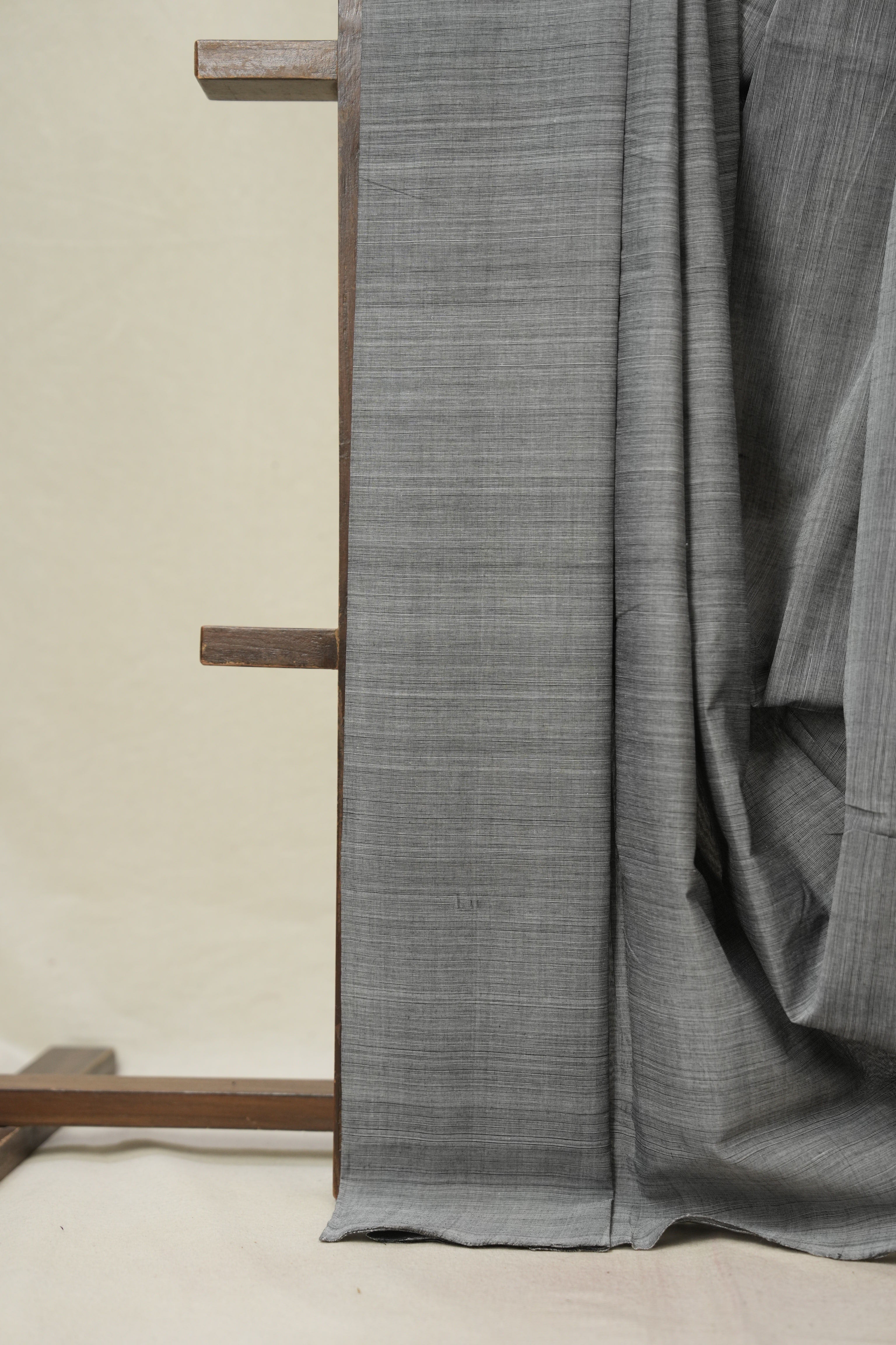 Grey Plain Cotton Mangalgiri Saree - SRGPCMS94