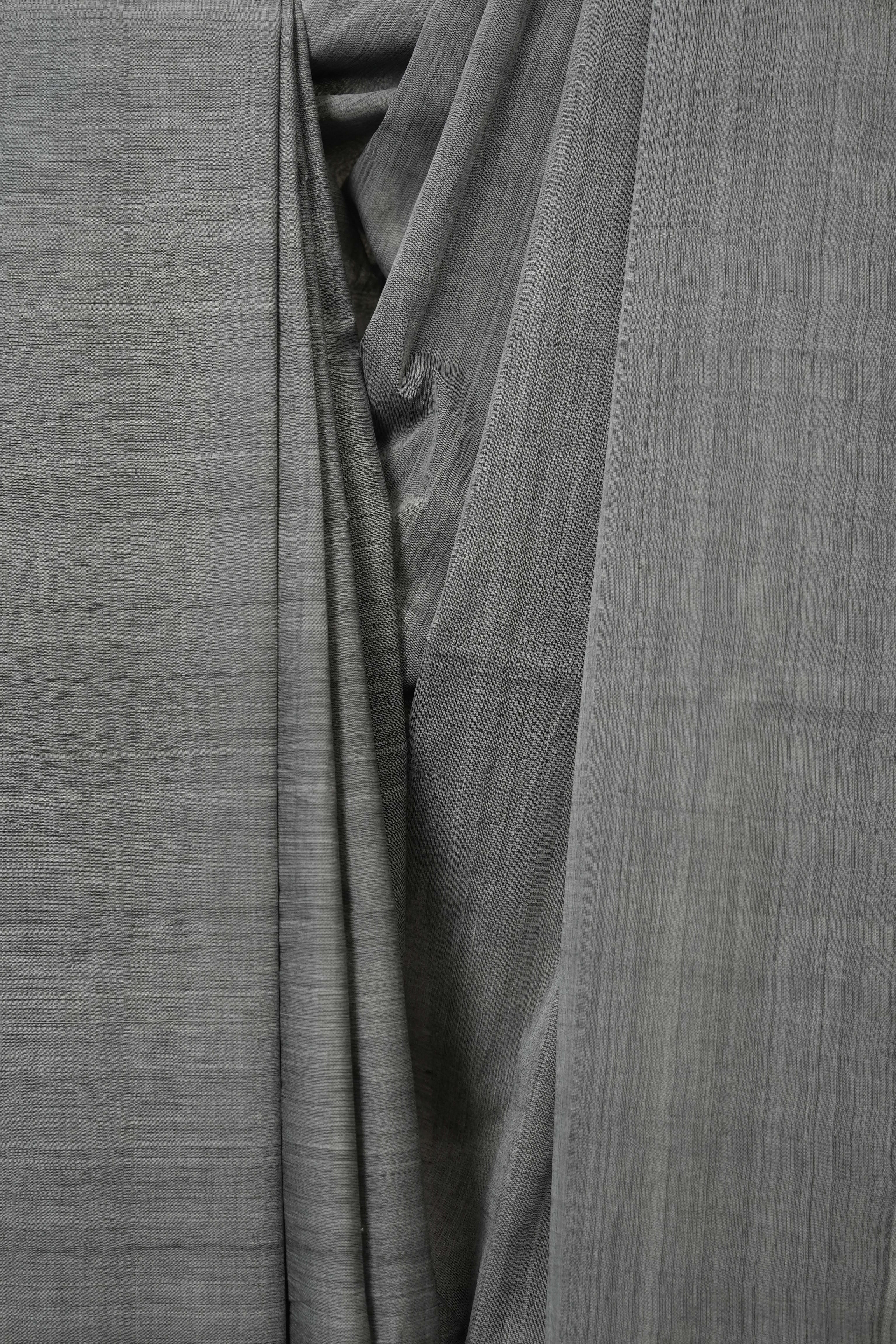 Grey Plain Cotton Mangalgiri Saree - SRGPCMS94