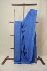 Blue Plain Cotton Mangalgiri Saree - SRBPCMS97