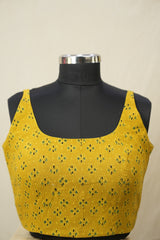 Mustard HBP Ajrakh Cotton Blouse - SRMACB24
