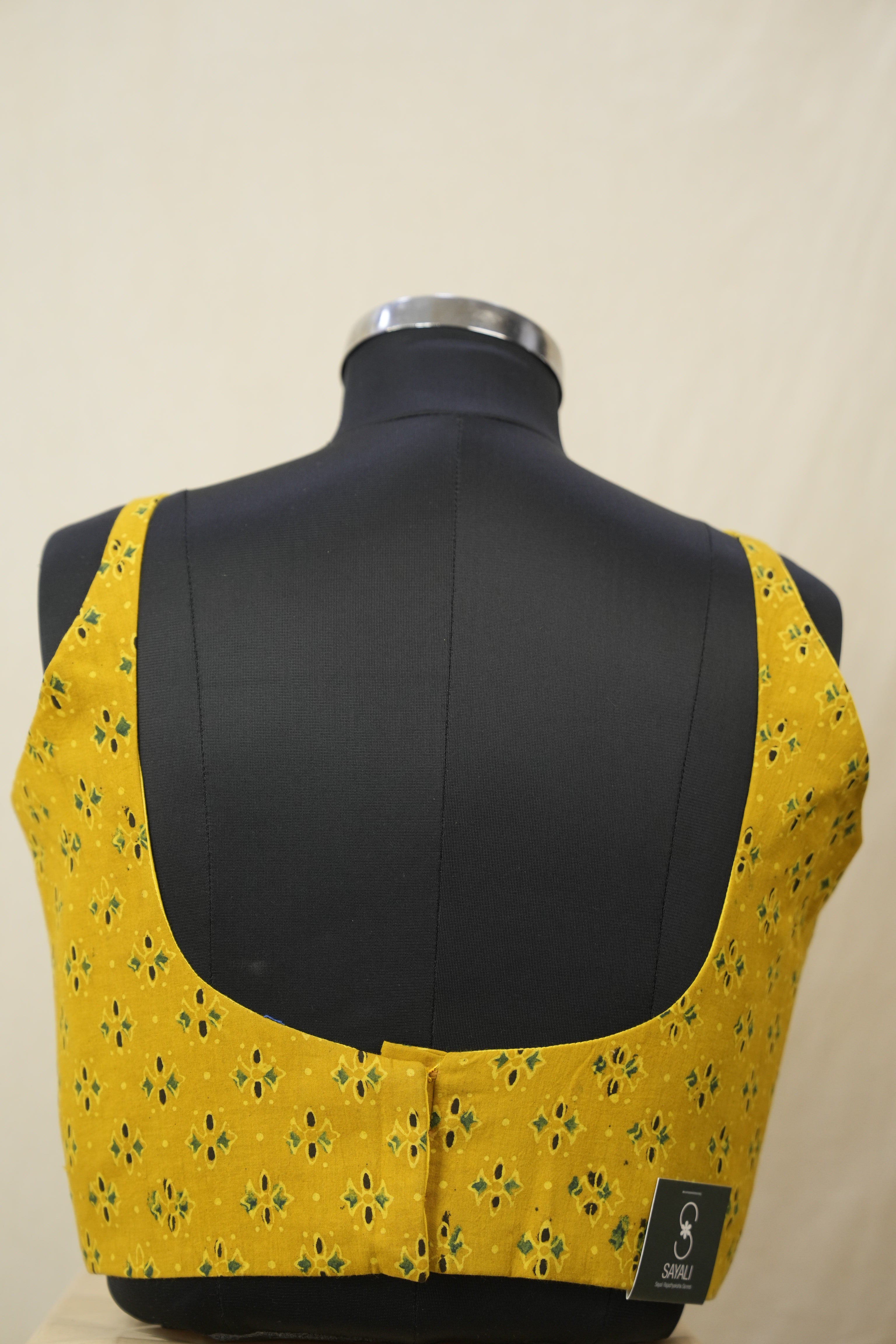 Mustard HBP Ajrakh Cotton Blouse - SRMACB24
