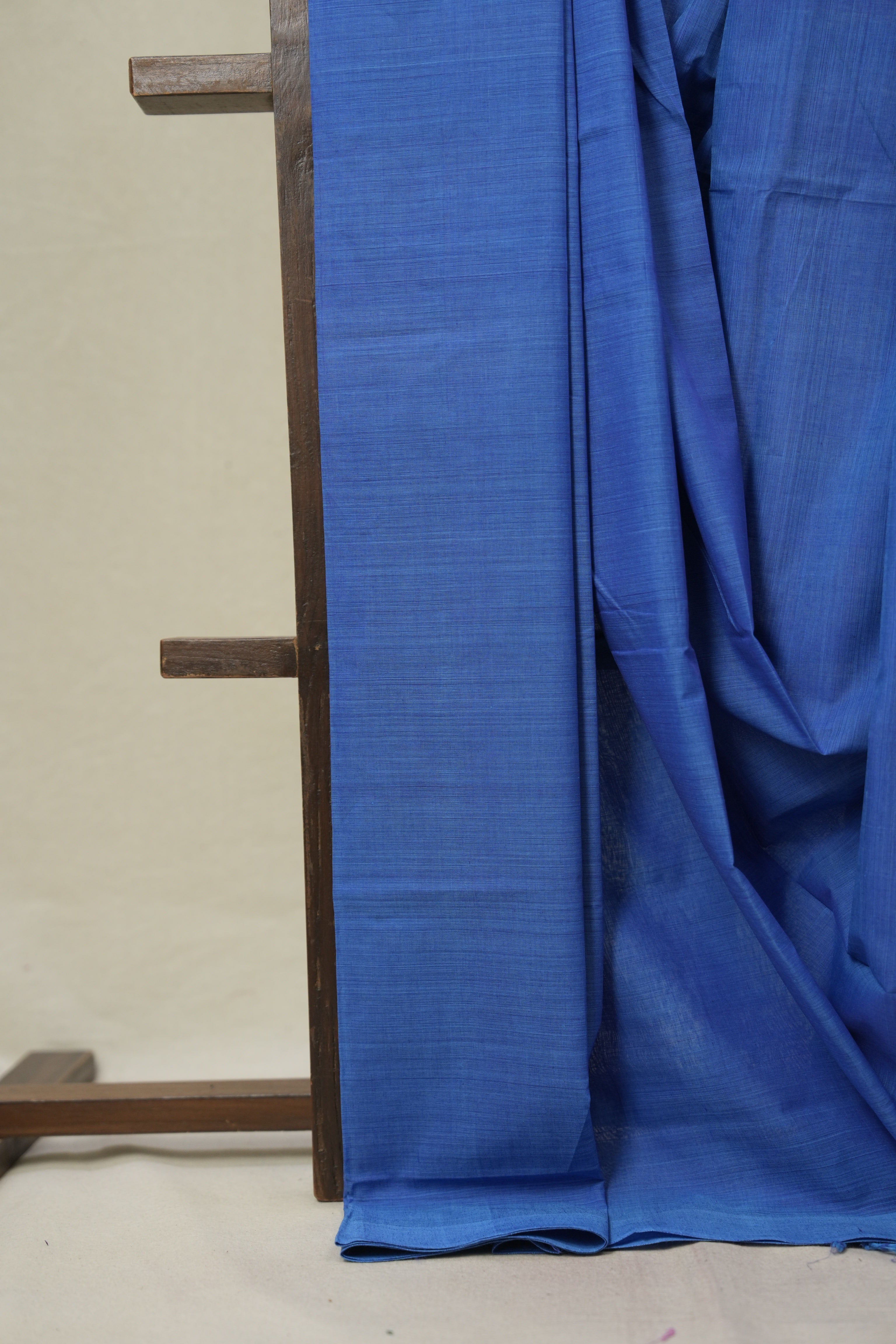 Blue Plain Cotton Mangalgiri Saree - SRBPCMS97