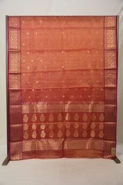 Brick Red Chanderi Tissue Silk Saree - SRBRCTS361