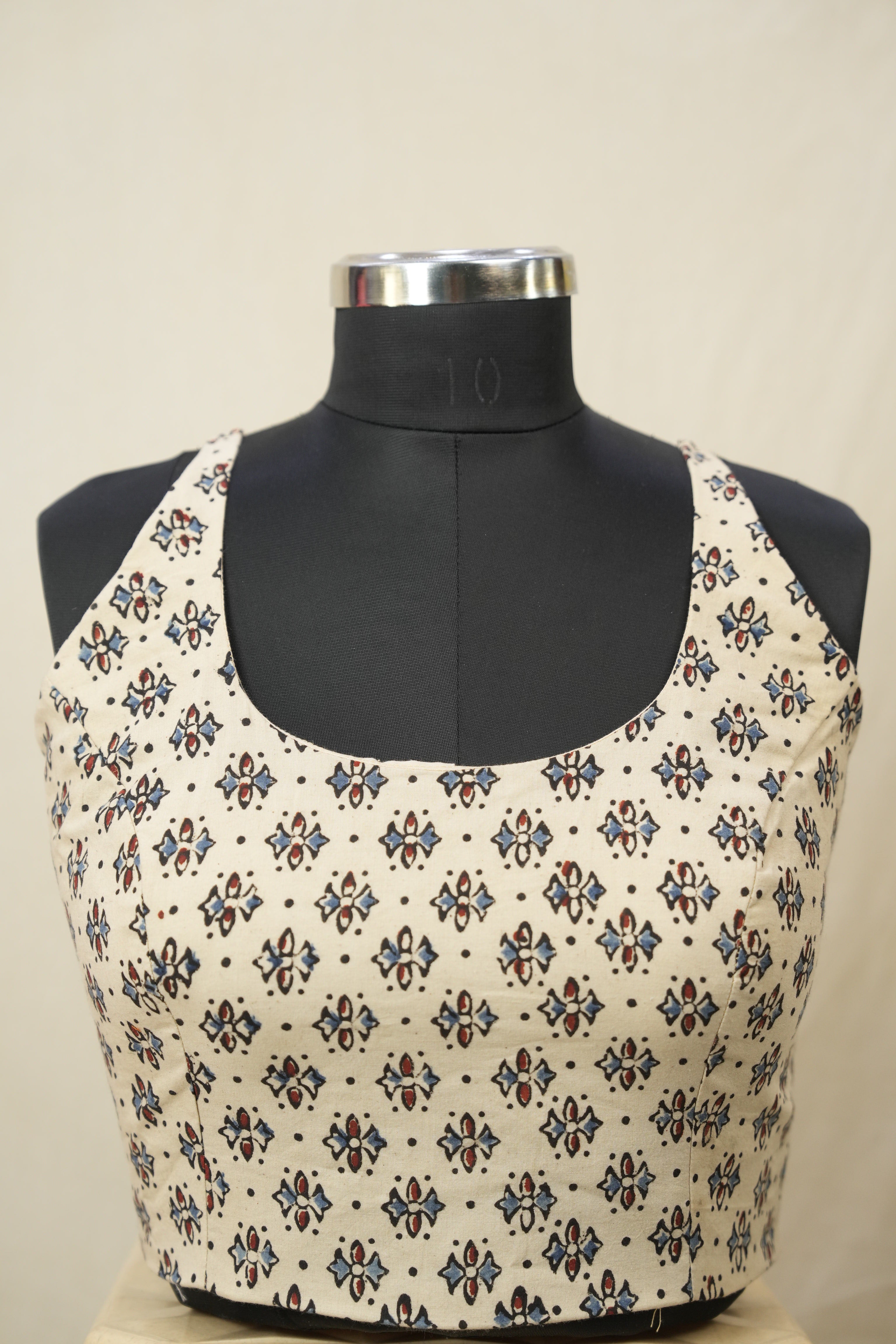 Beige HBP Ajrakh Cotton Blouse - SRBACB23