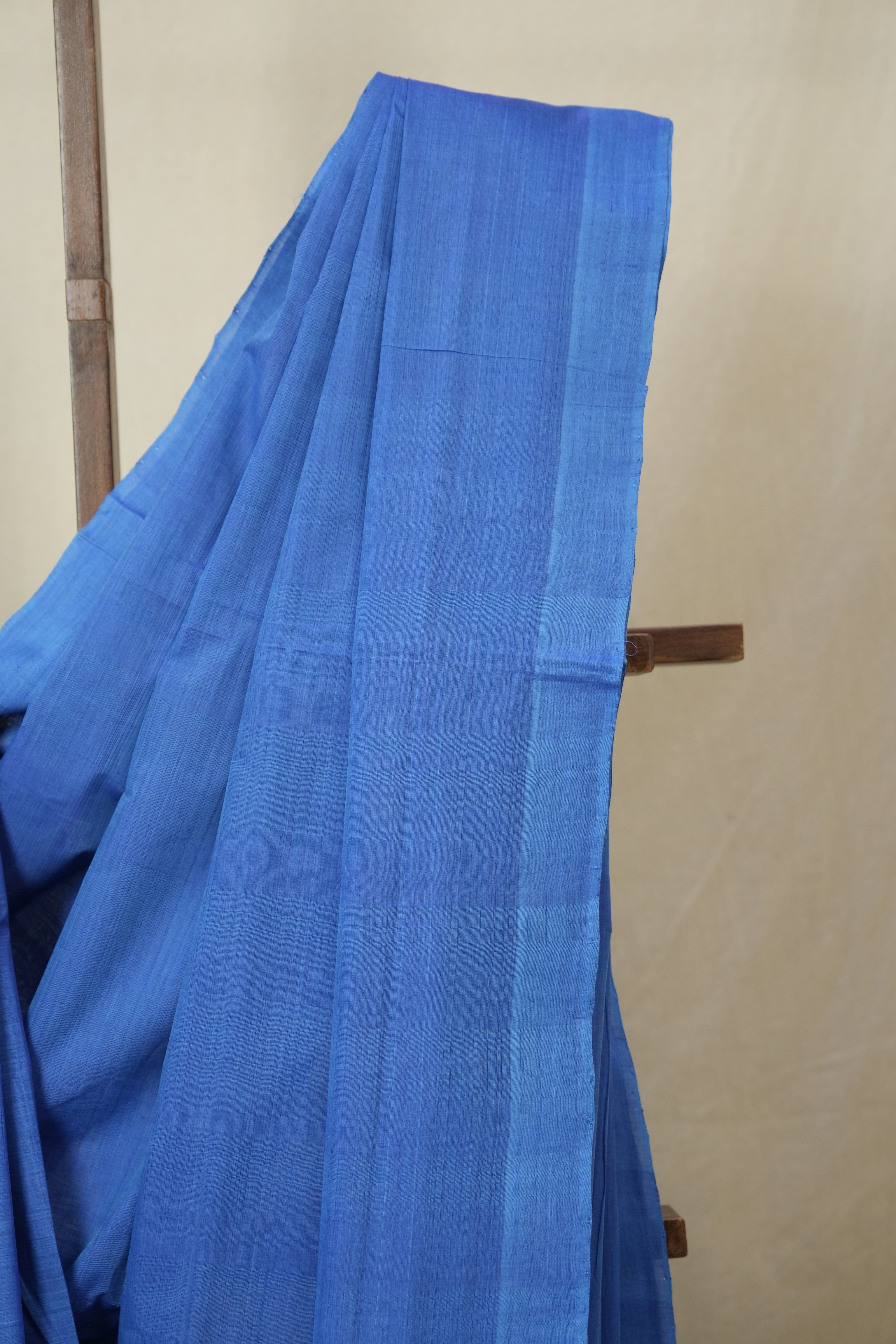 Blue Plain Cotton Mangalgiri Saree - SRBPCMS97