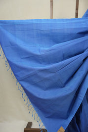 Blue Plain Cotton Mangalgiri Saree - SRBPCMS97