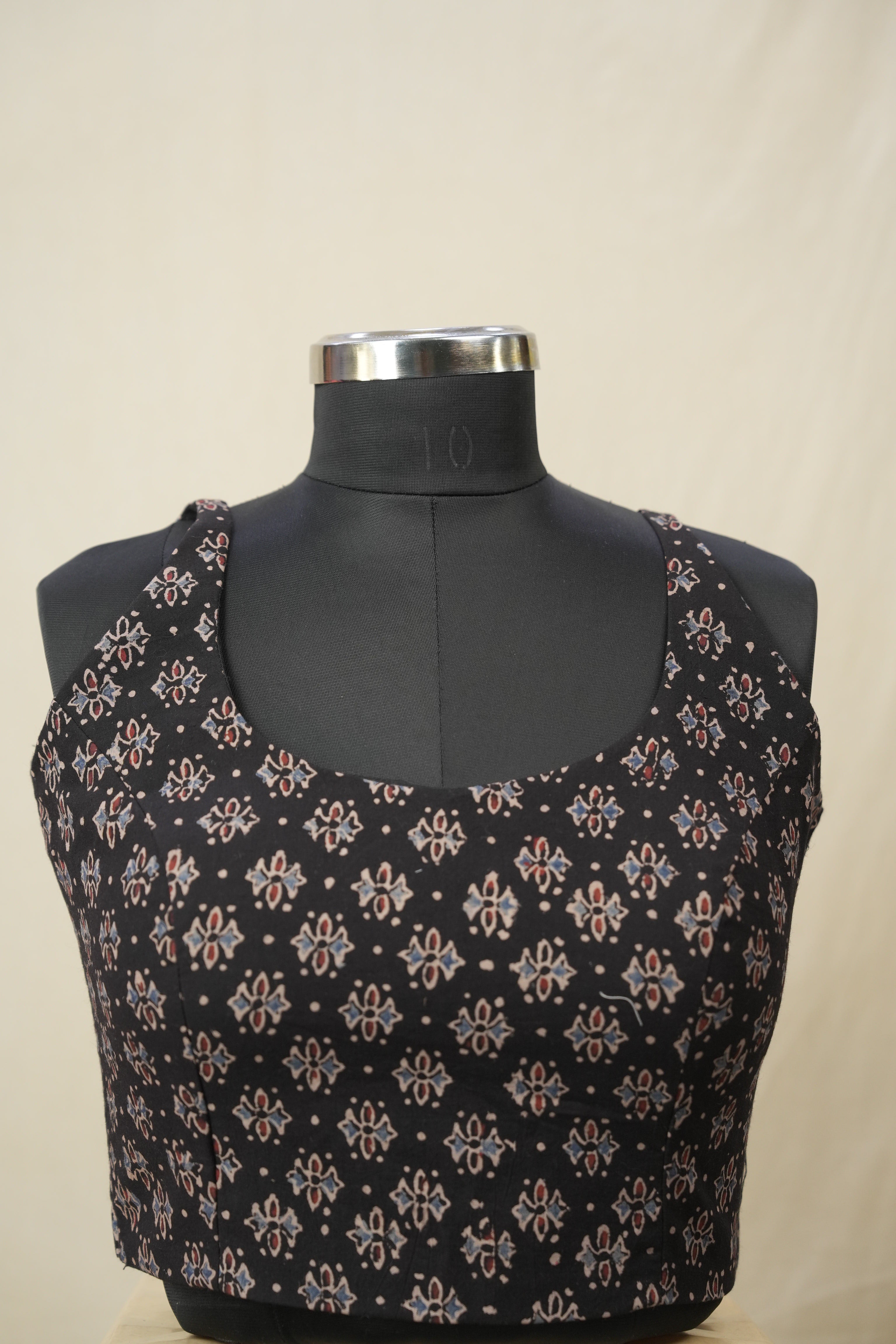 Black HBP Ajrakh Cotton Blouse - SRBACB21