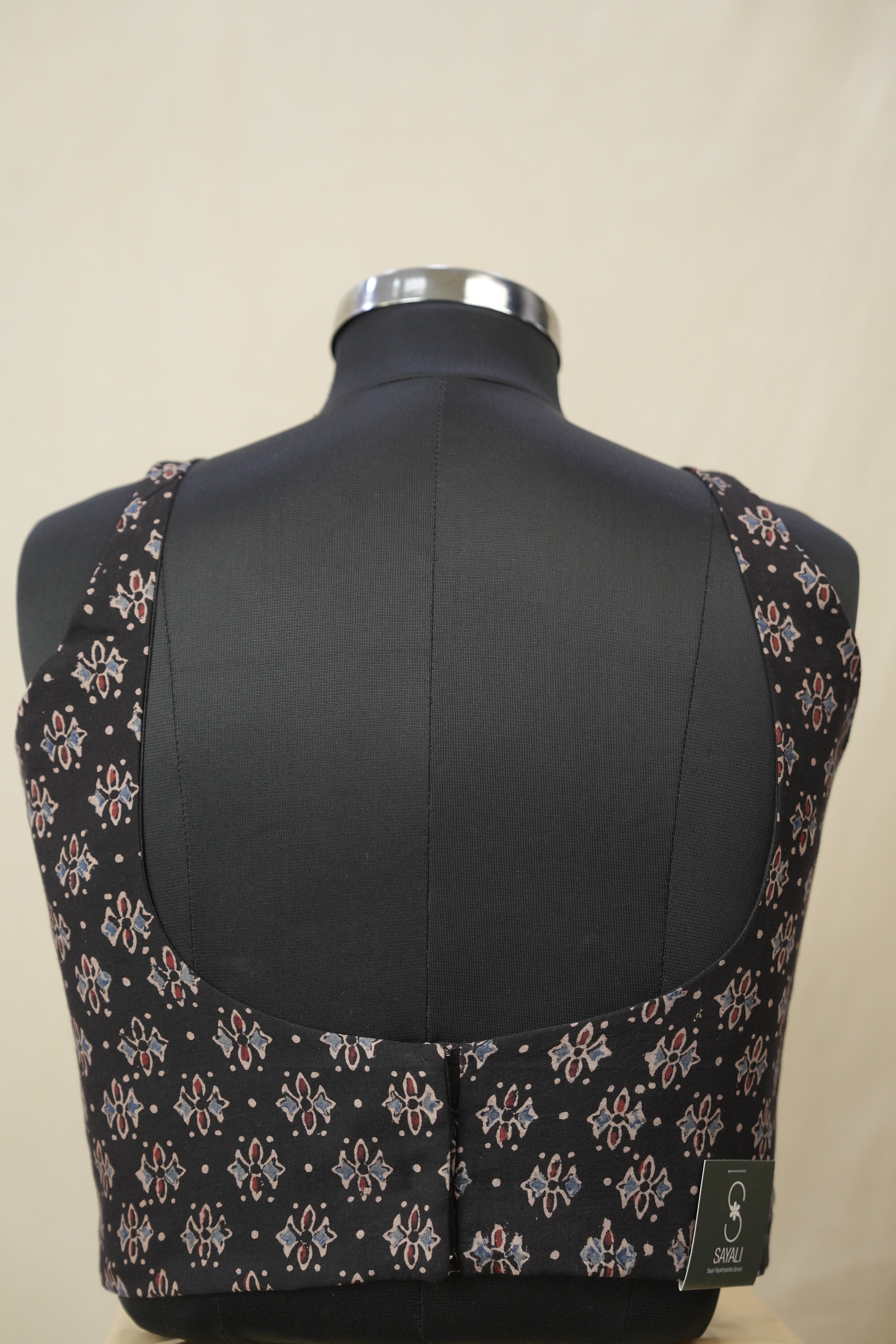 Black HBP Ajrakh Cotton Blouse - SRBACB21