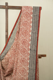 Off WHite Maroon HBP Cotton Saree - SRMCS3522