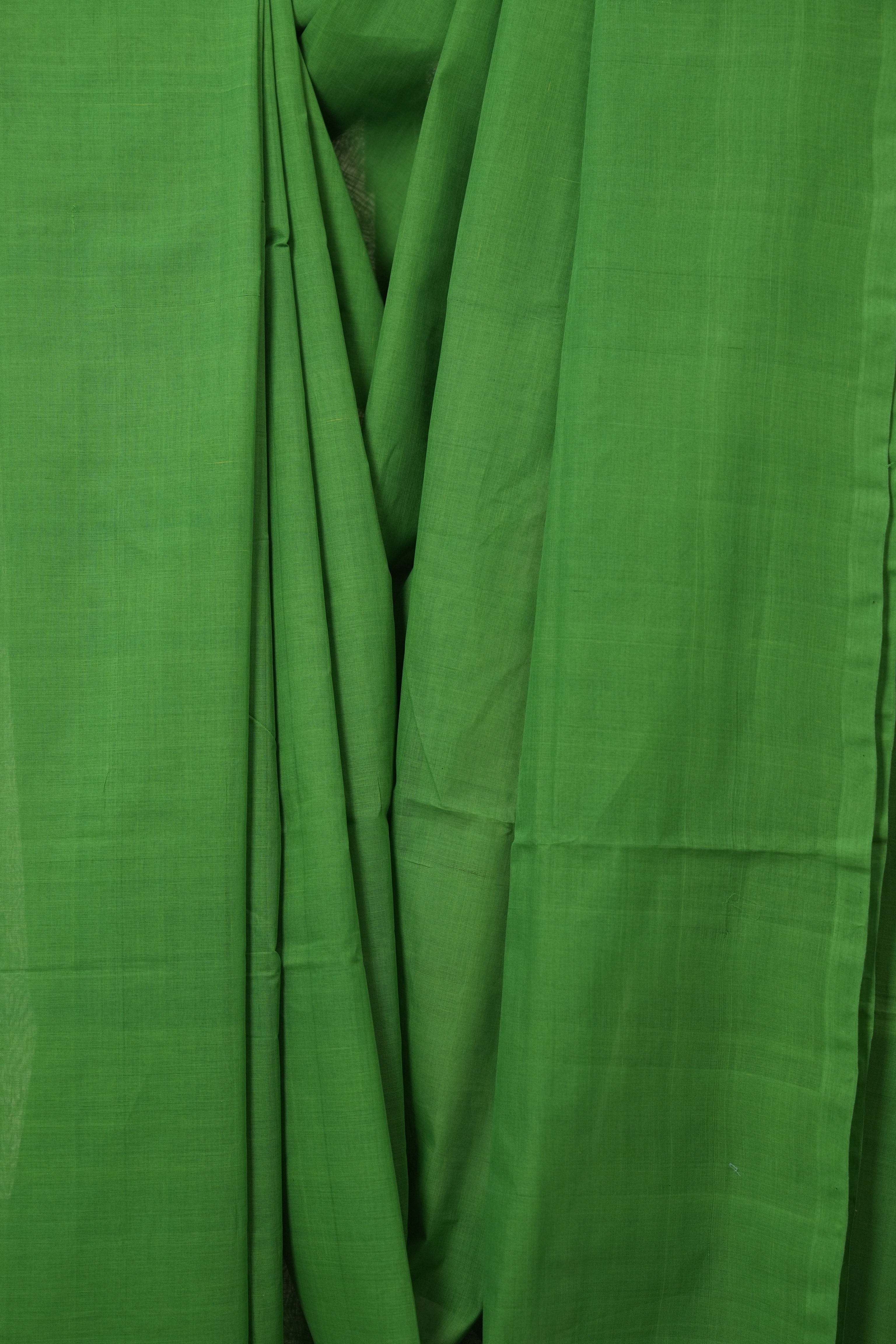 Green Plain Cotton Mangalgiri Saree - SRGPCMS90
