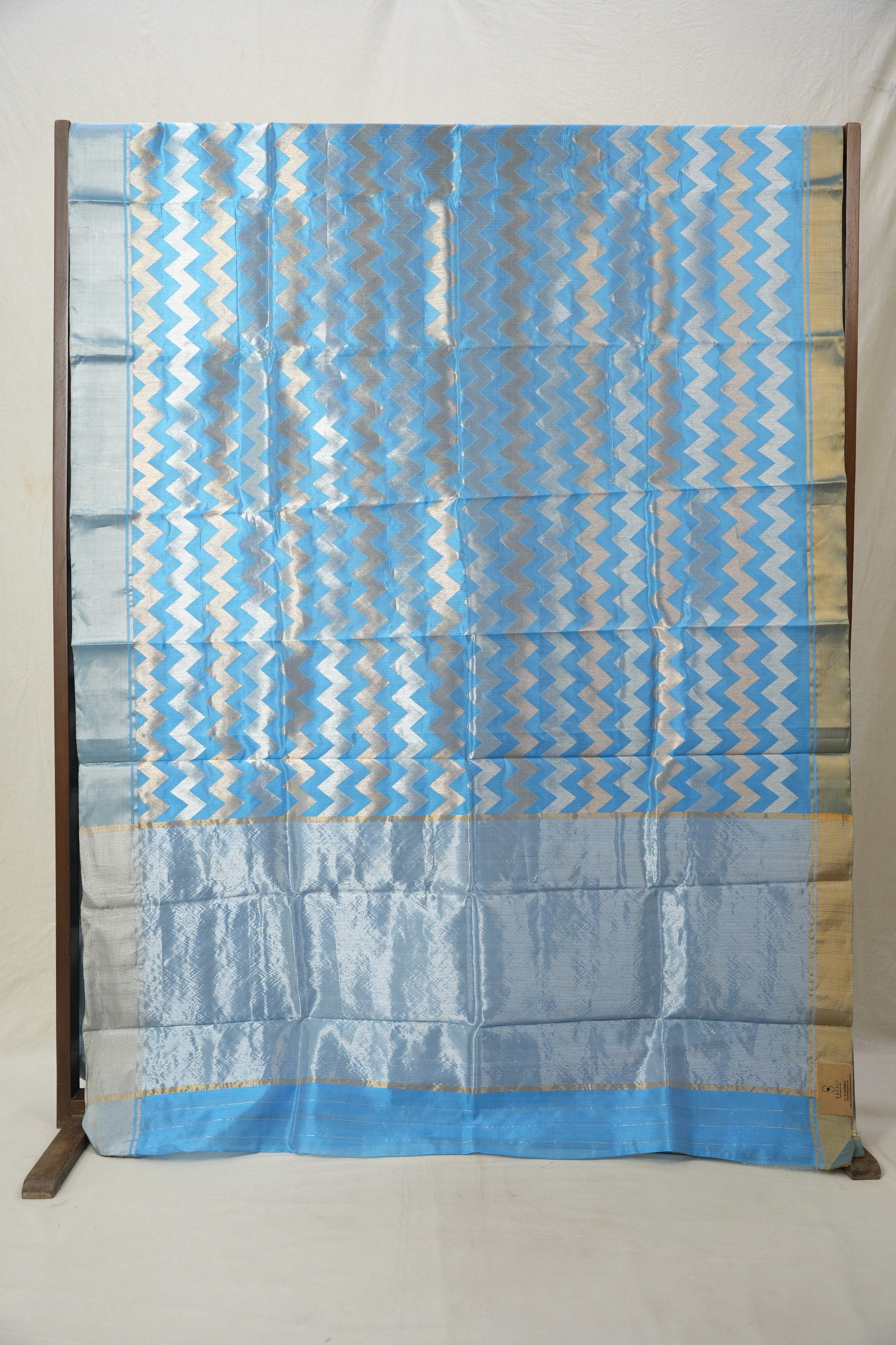 Blue Zigzag Deisgn Pattu Chanderi Silk Saree - SRBZDPCSS448