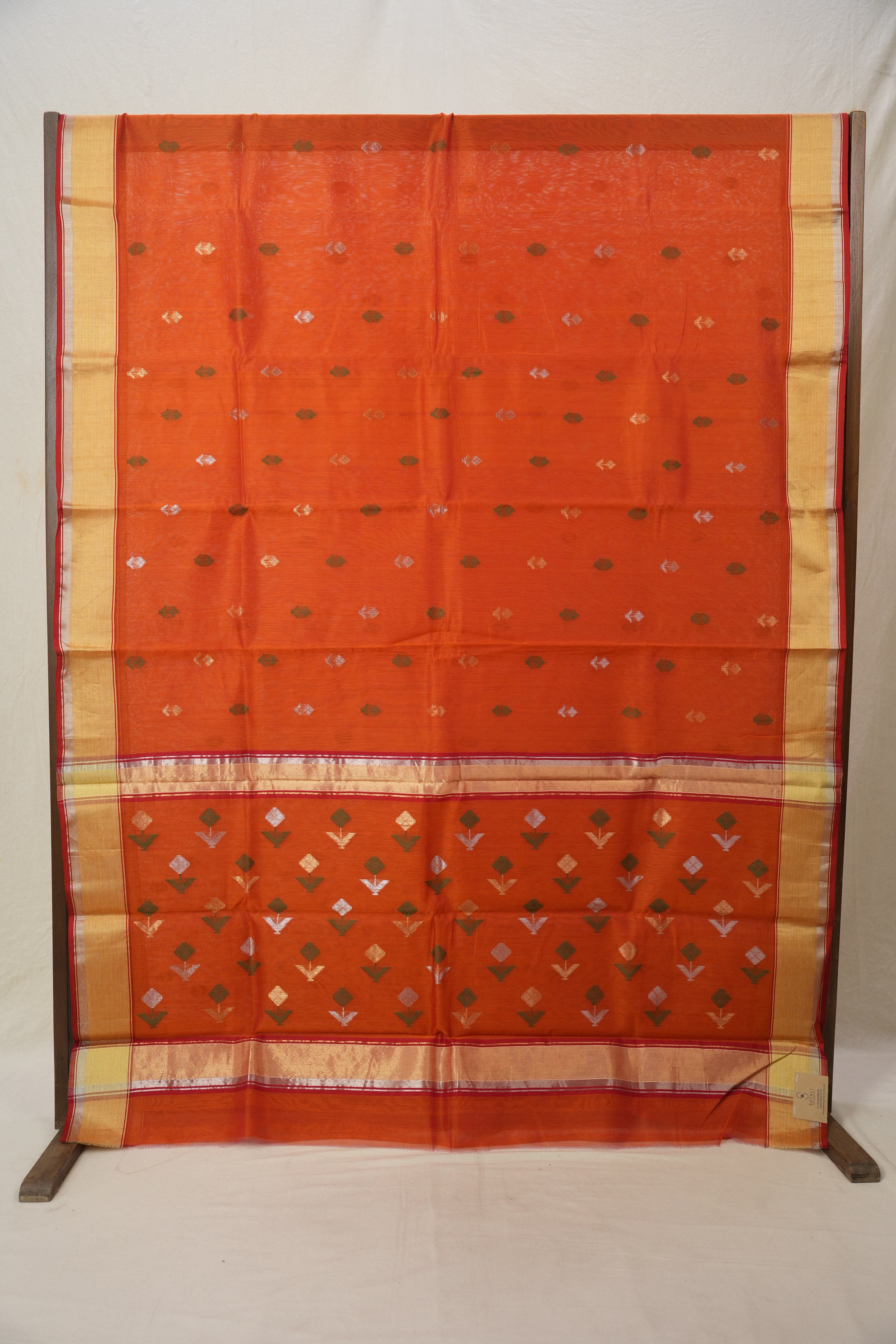 Brick Orange Chanderi Cotton Silk Saree - SRBOCSS379