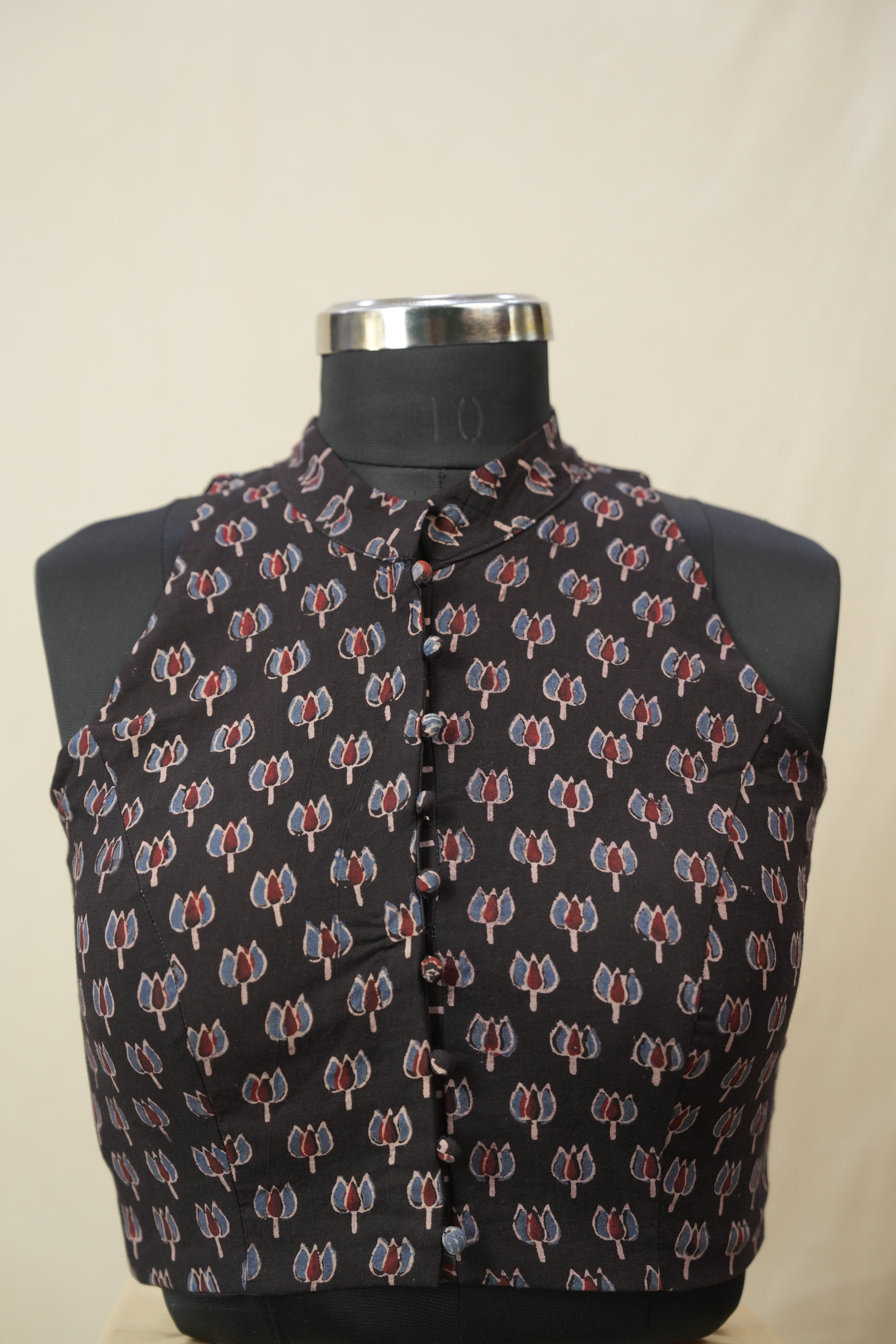 Black HBP Ajrakh Cotton Blouse - SRBACB28
