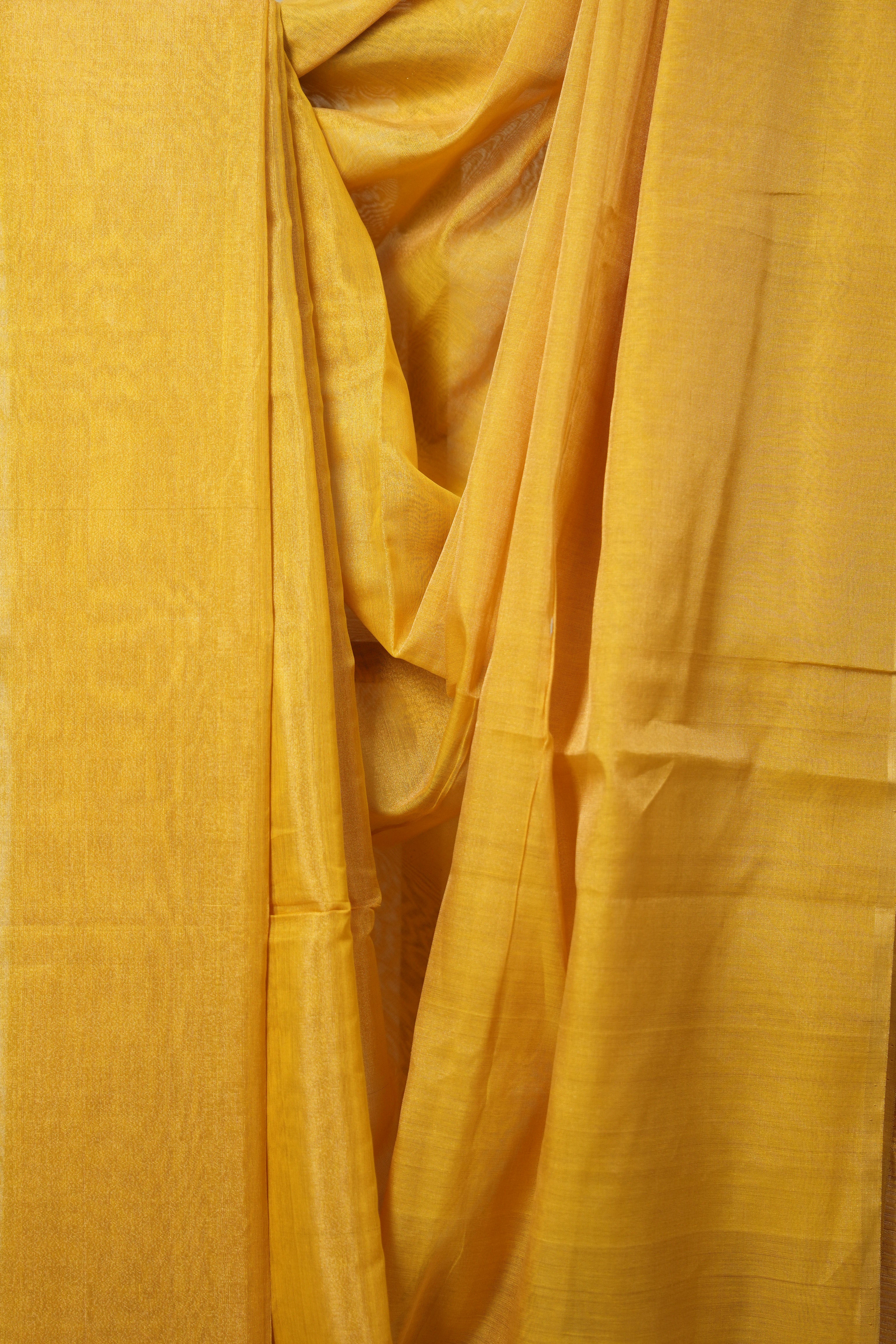 Yellow Maheshwari Tissue Saree - SRYMTS700