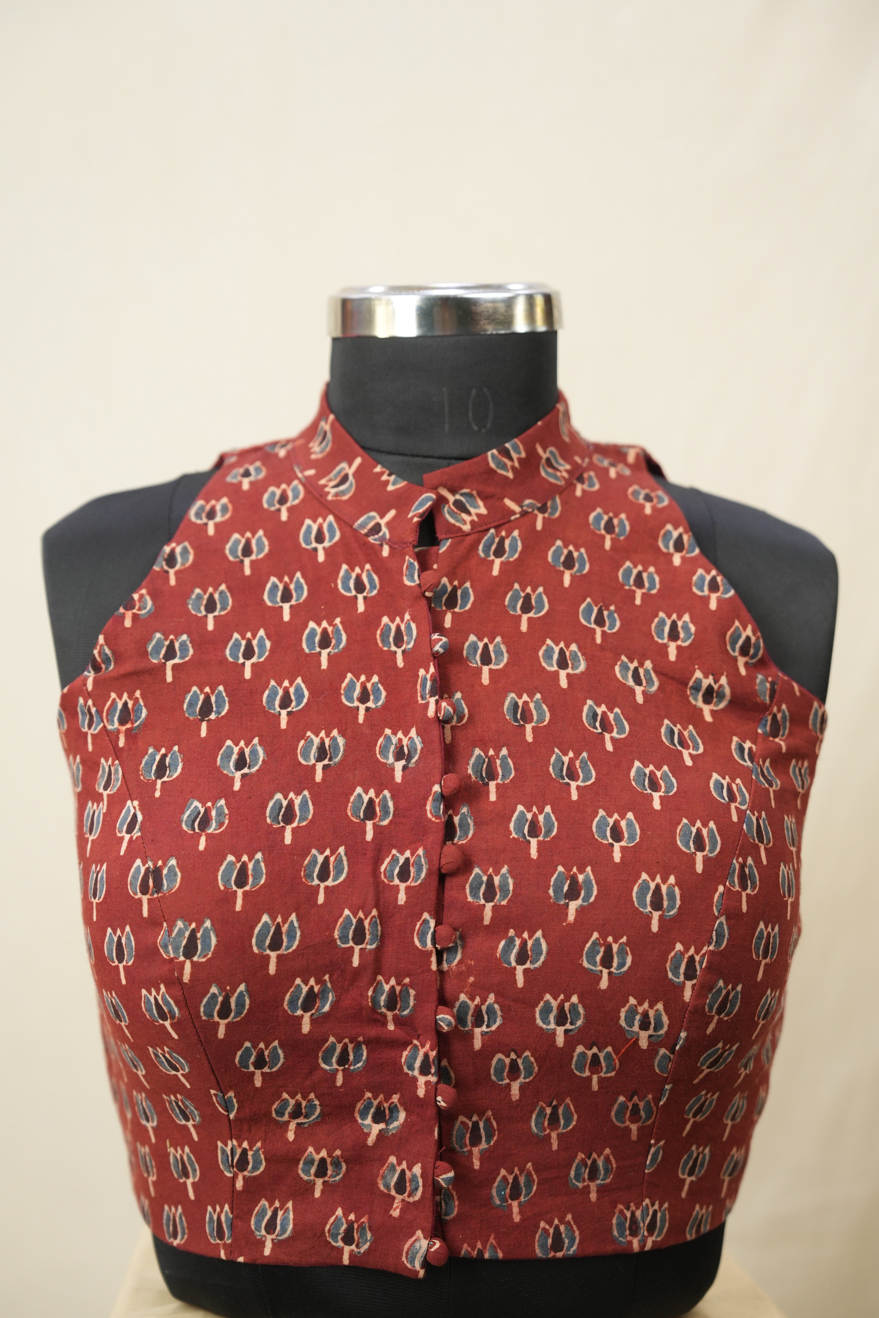 Maroon HBP Ajrakh Cotton Blouse - SRMACB25