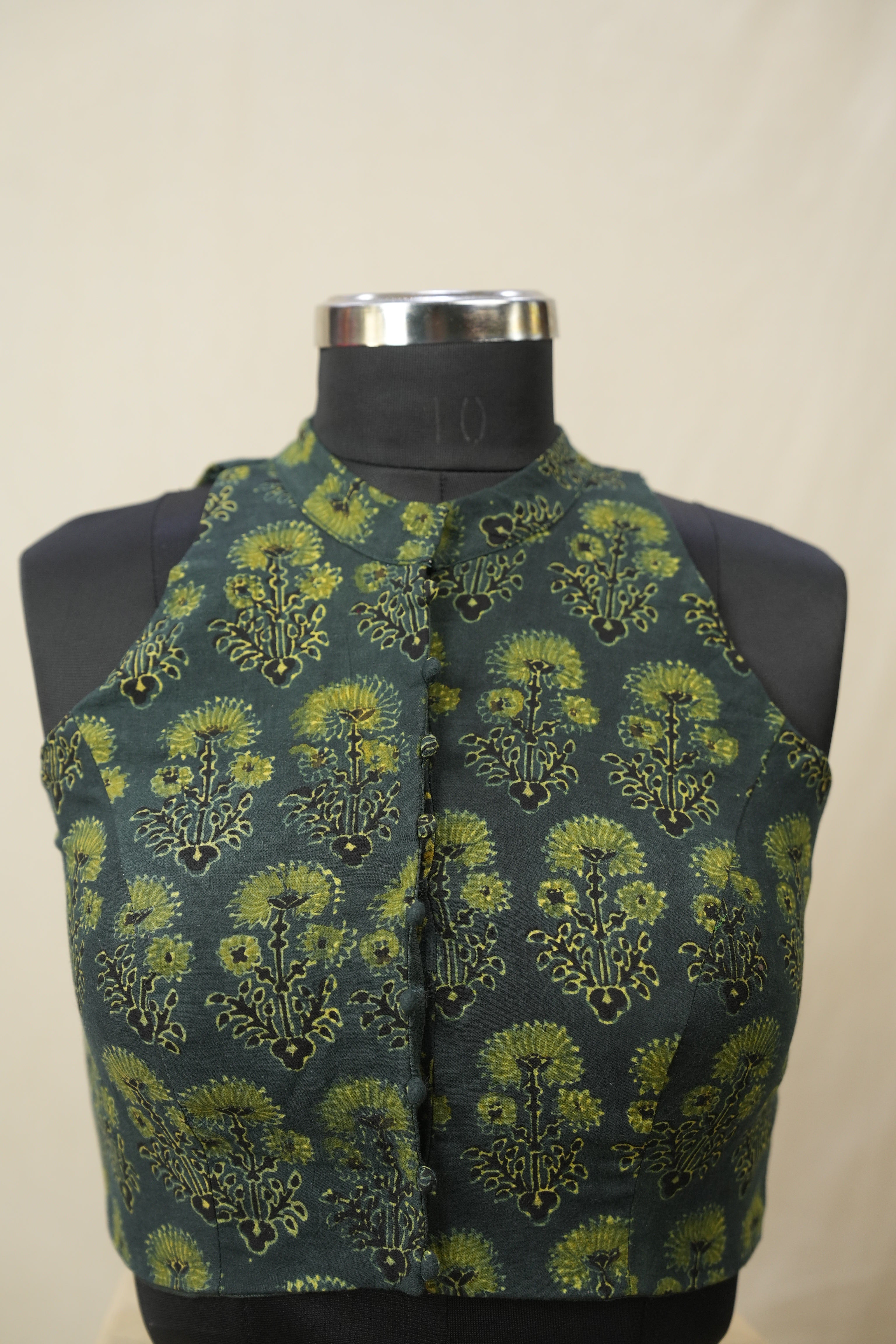 Green HBP Ajrakh Cotton Blouse - SRGACB26