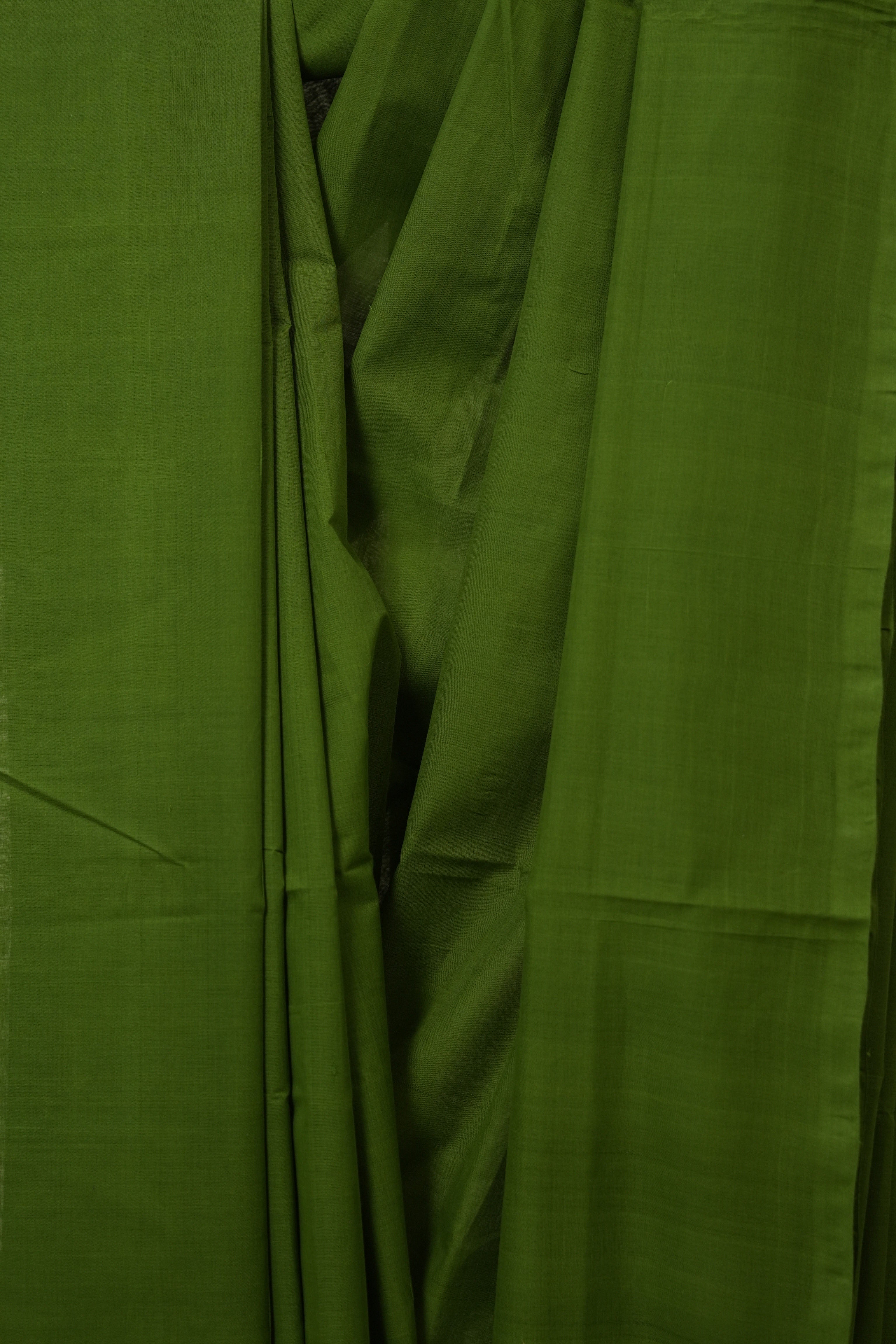 Green Plain Cotton Mangalgiri Saree - SRGPCMS98