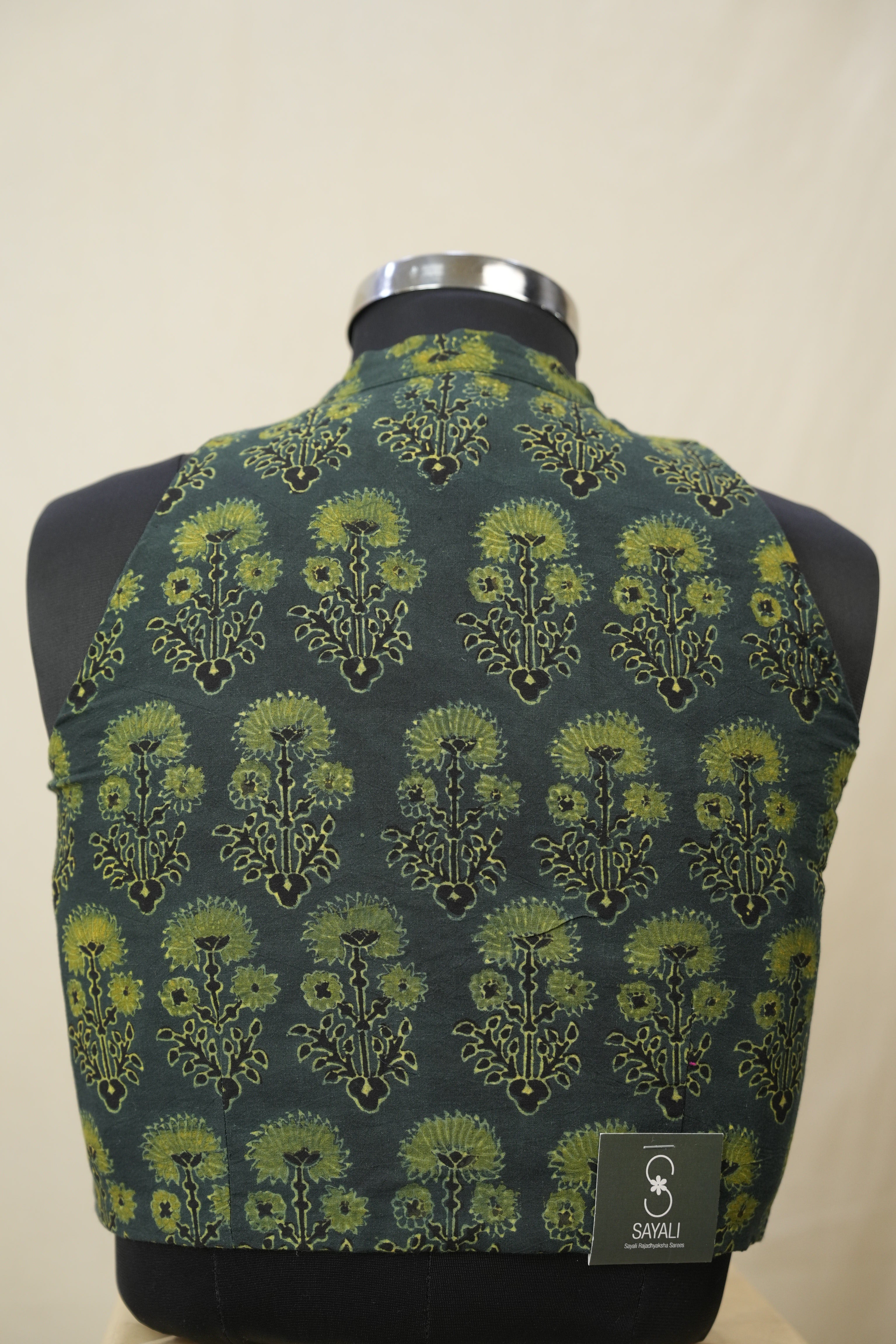 Green HBP Ajrakh Cotton Blouse - SRGACB26