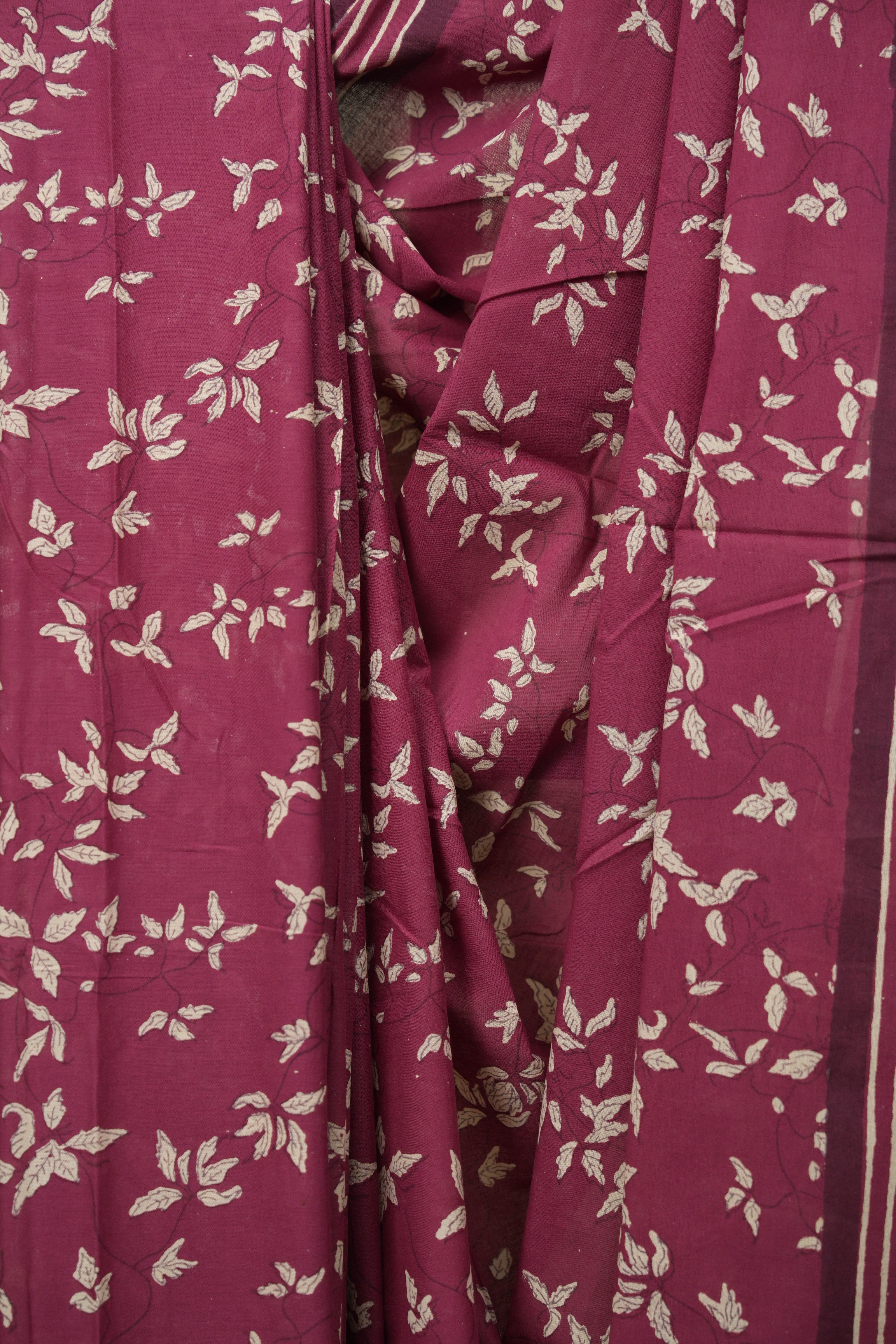 Magenta HBP Cotton Saree - SRMCS3593