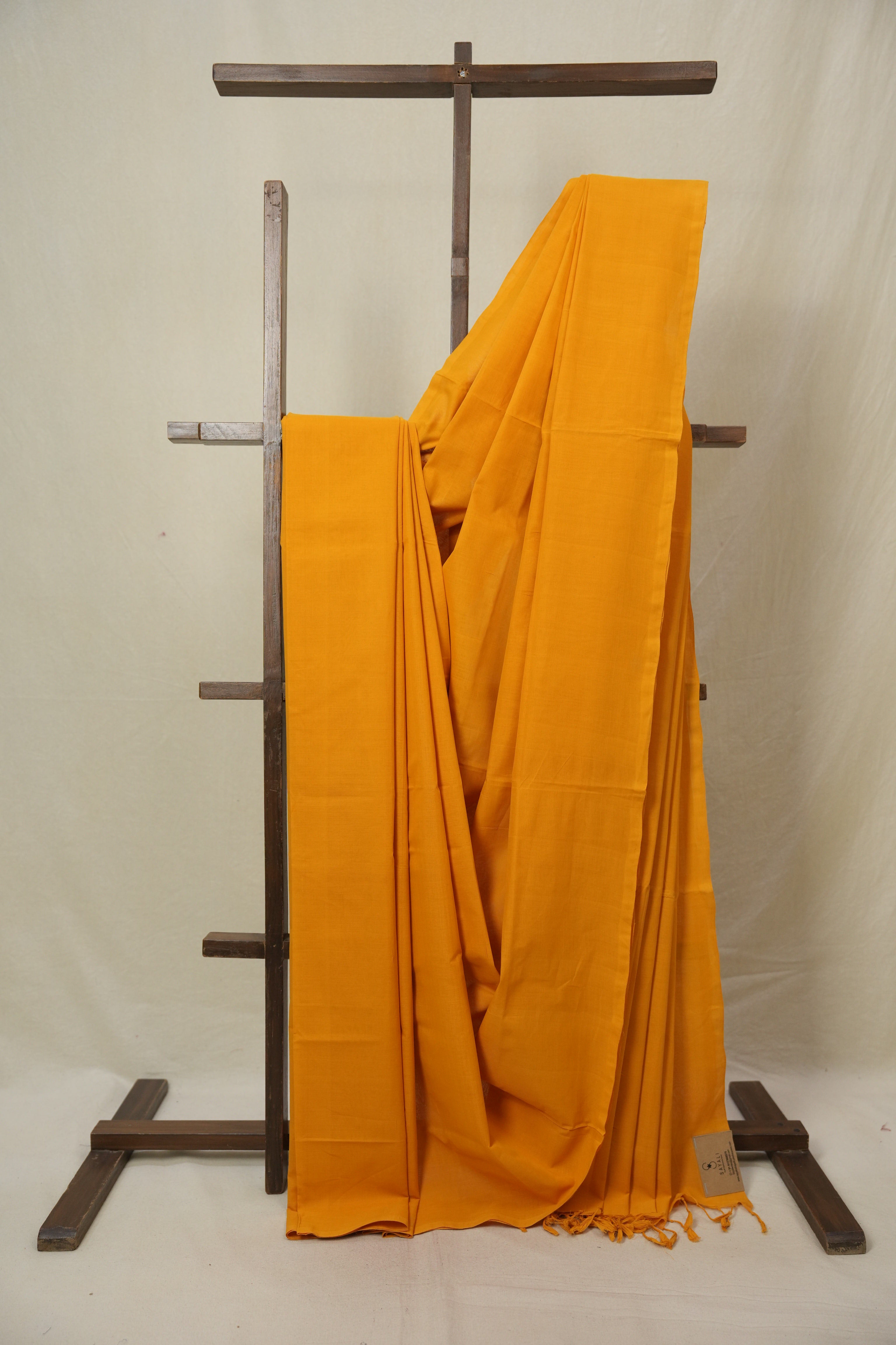 Yellow Plain Cotton Mangalgiri Saree - SRYPCMS100