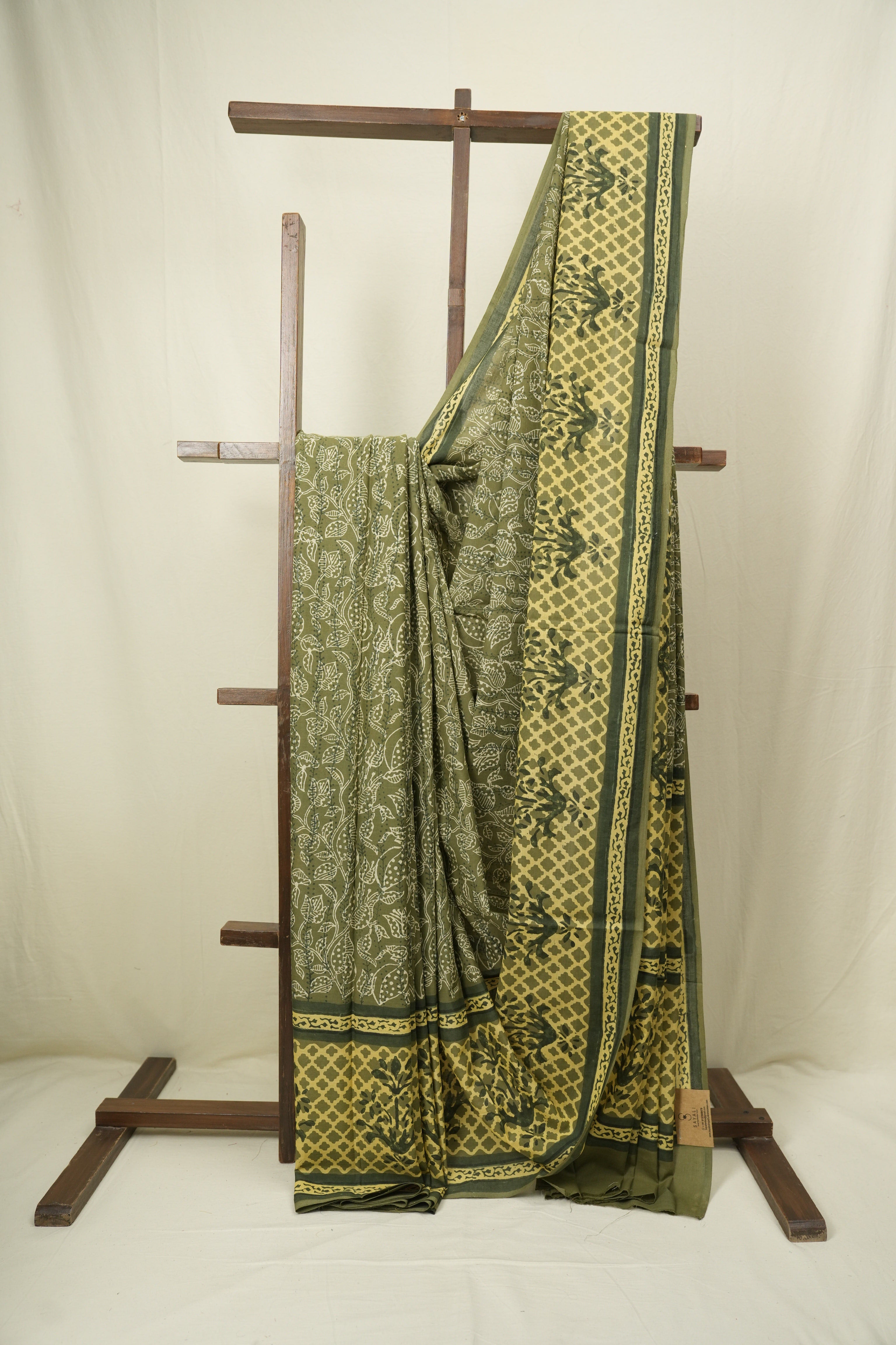 Sage Green HBP Cotton Saree - SRSGCS3597