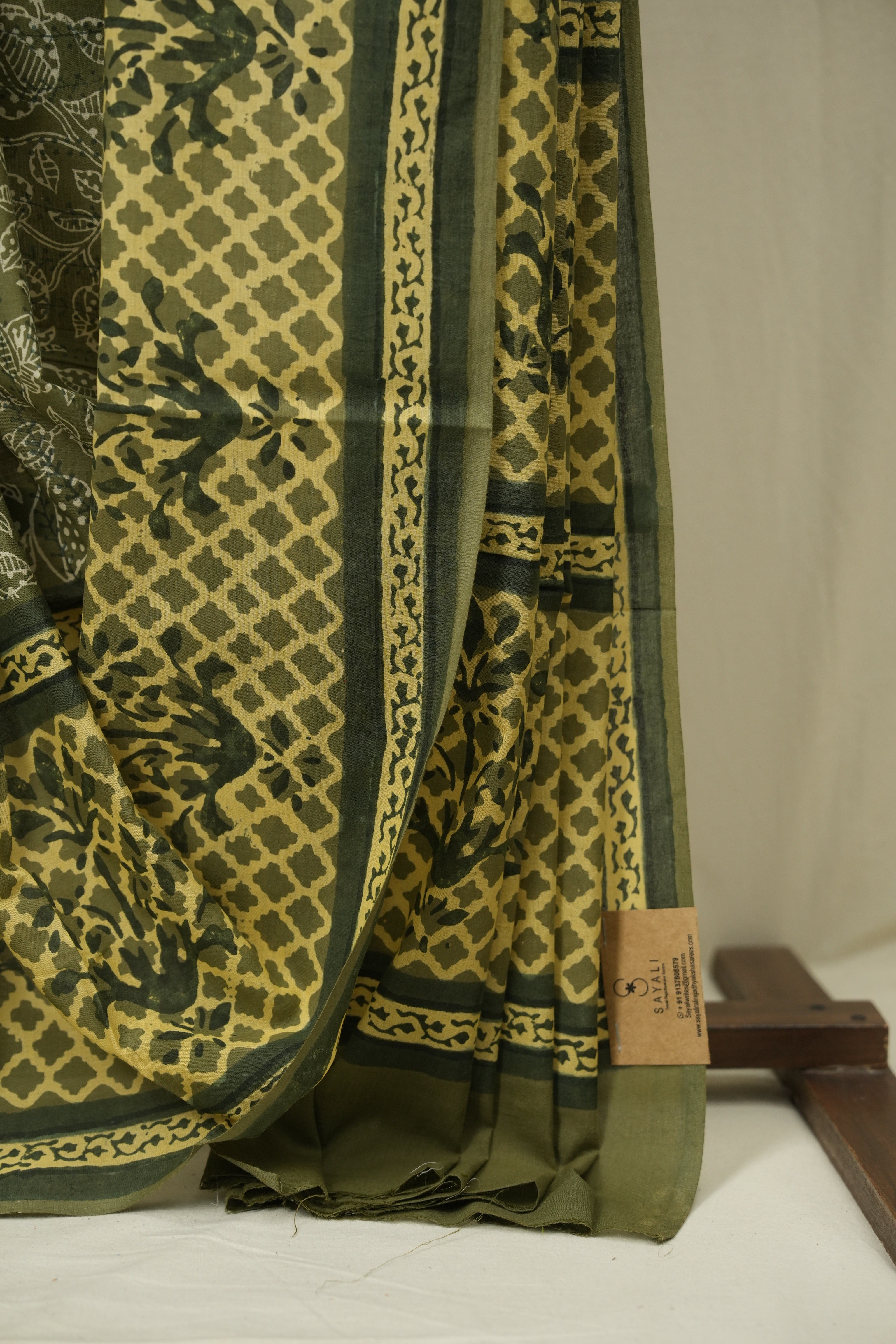 Sage Green HBP Cotton Saree - SRSGCS3597