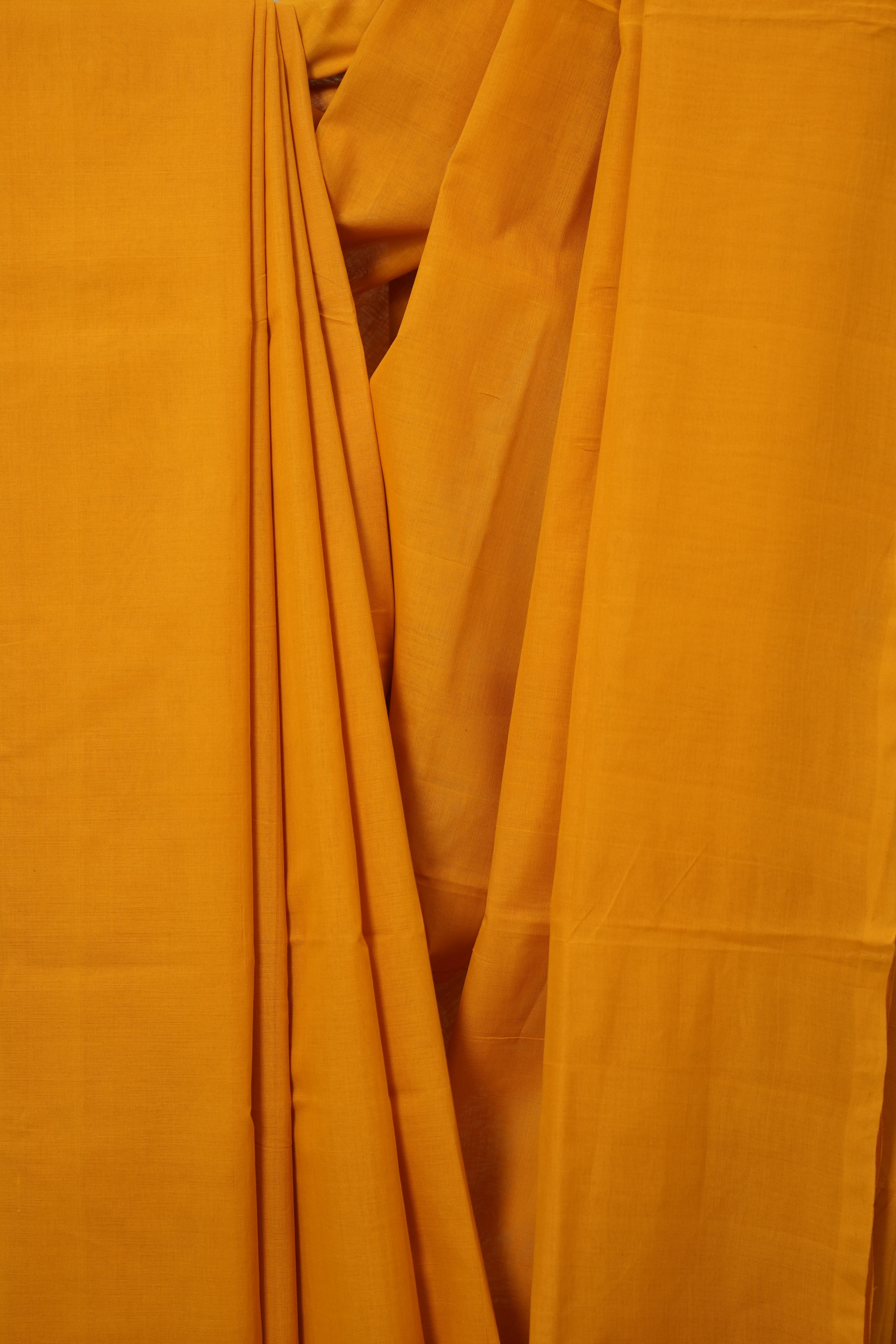 Yellow Plain Cotton Mangalgiri Saree - SRYPCMS100