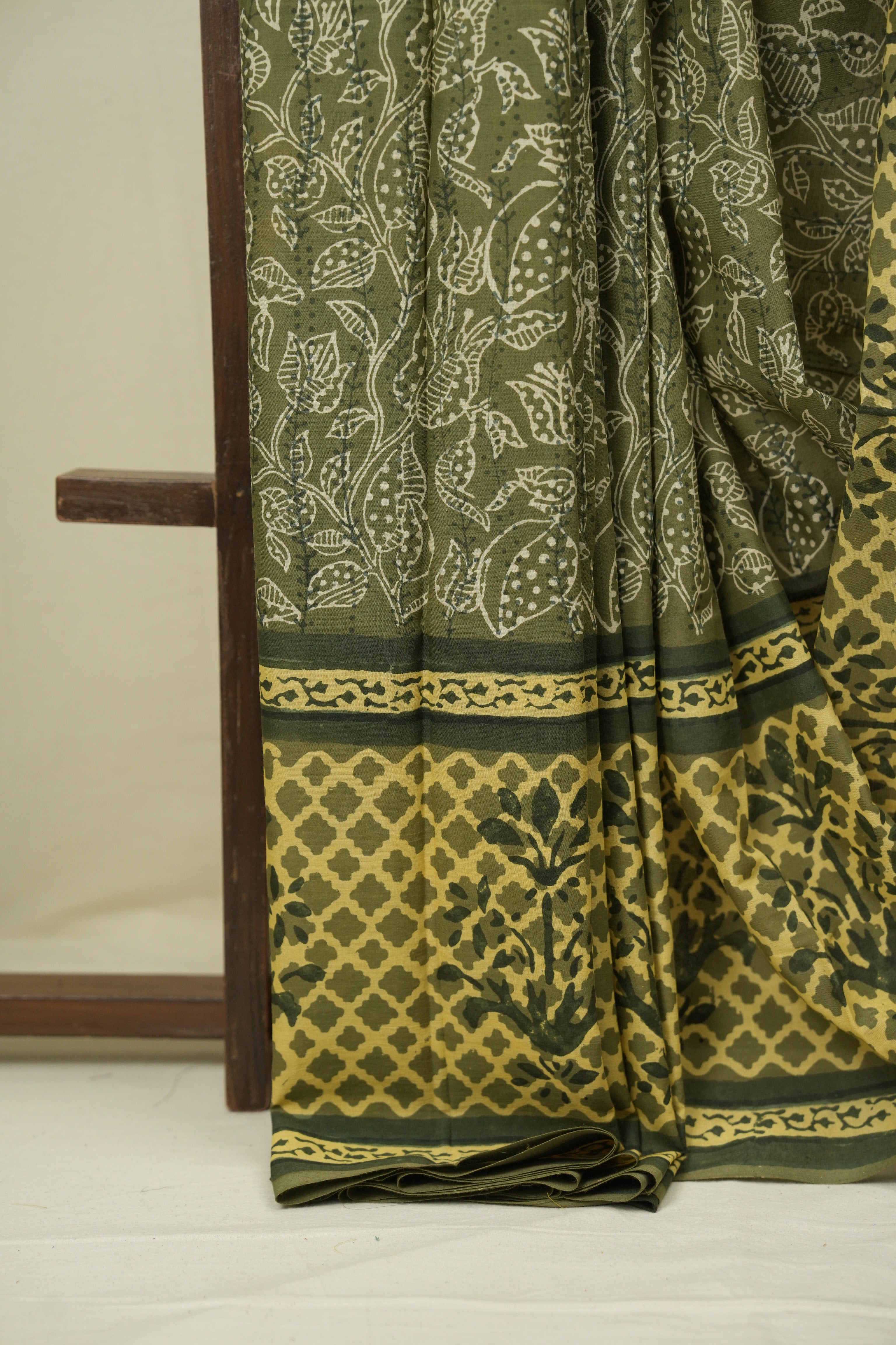 Sage Green HBP Cotton Saree - SRSGCS3597