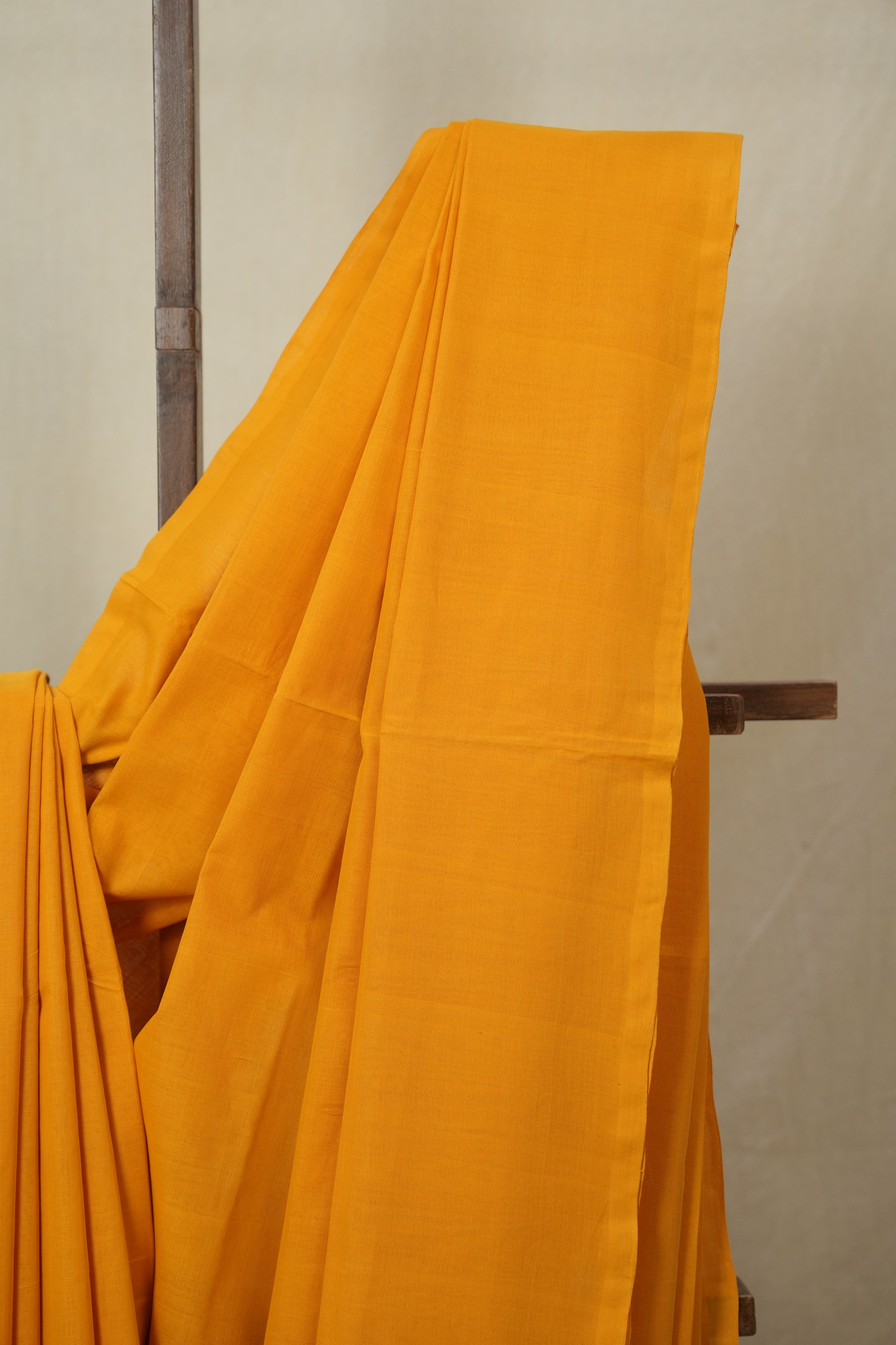 Yellow Plain Cotton Mangalgiri Saree - SRYPCMS100