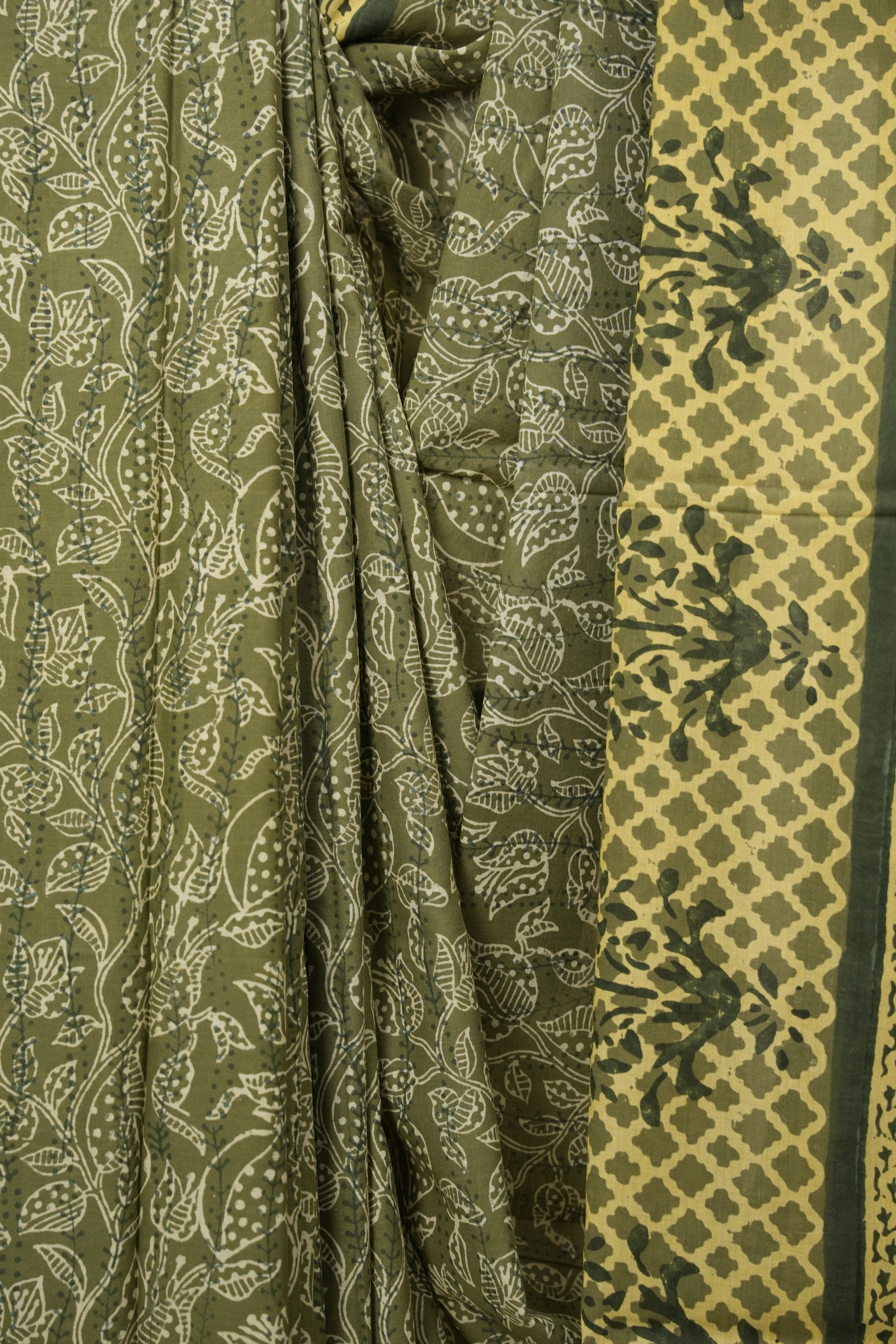 Sage Green HBP Cotton Saree - SRSGCS3597